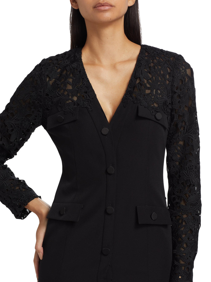Women's Navina Lace-Trim Crepe Minidress - Black 6
