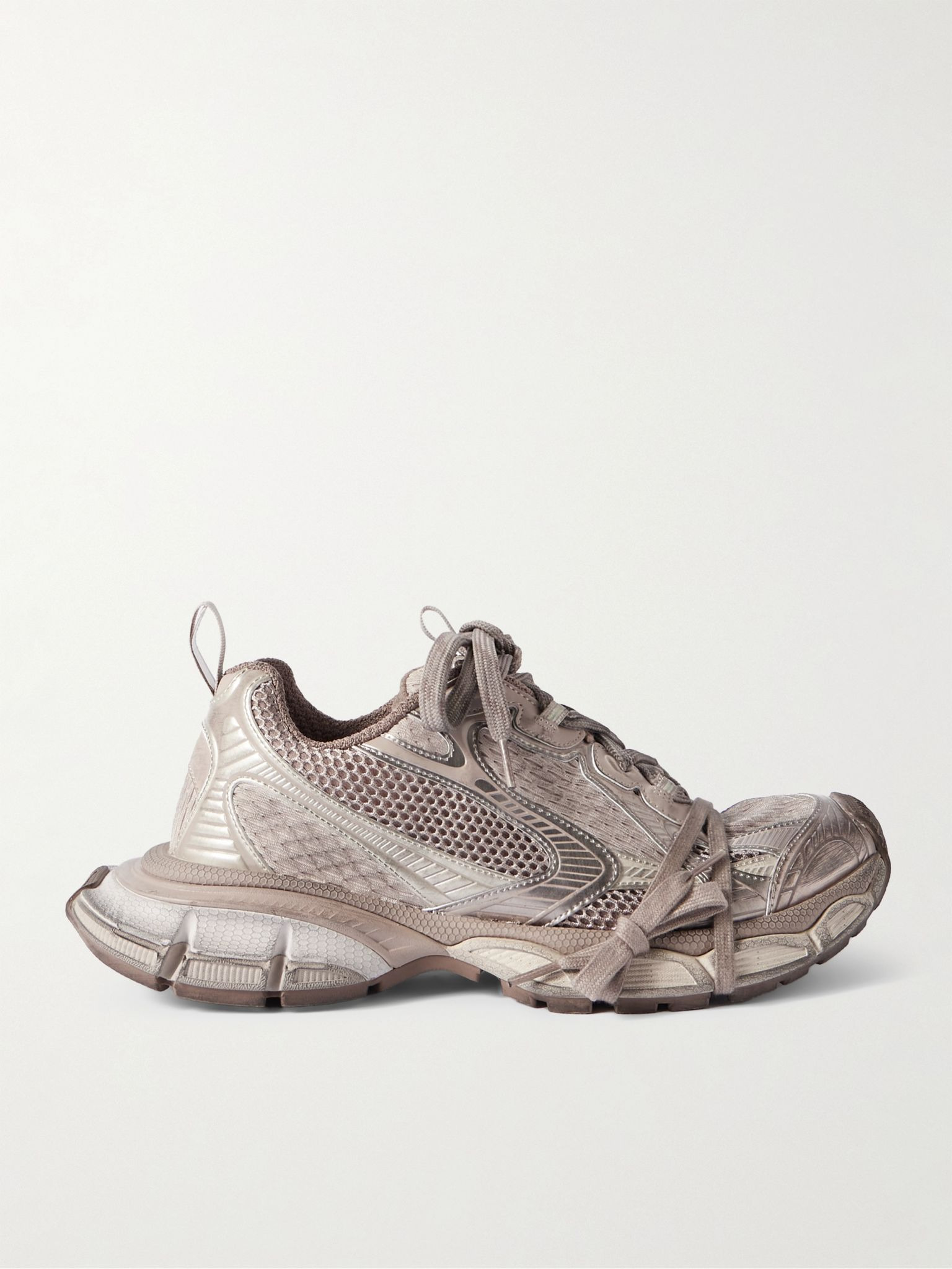 3XL Distressed Mesh and Rubber Sneakers Neutral - 1