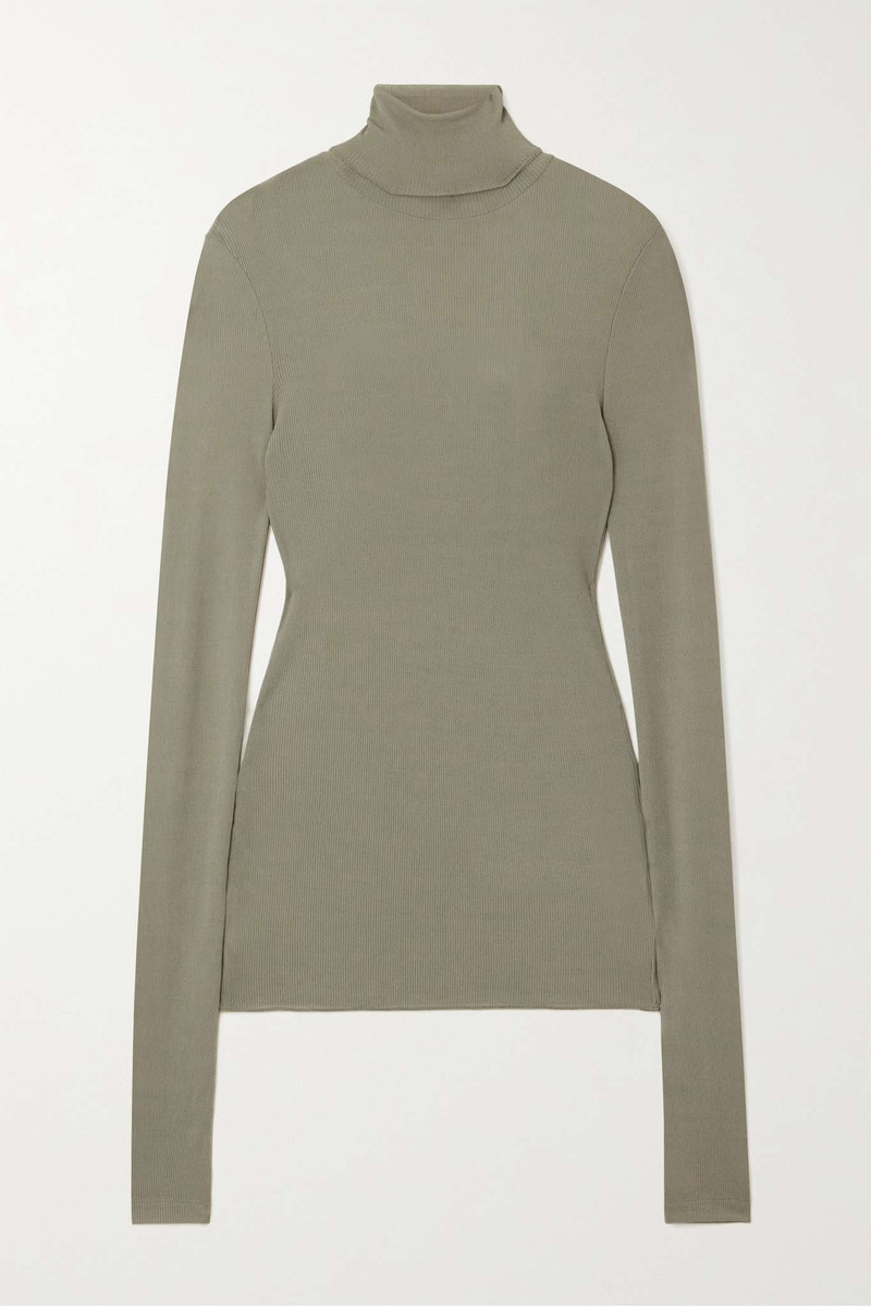 Ribbed jersey turtleneck top 1