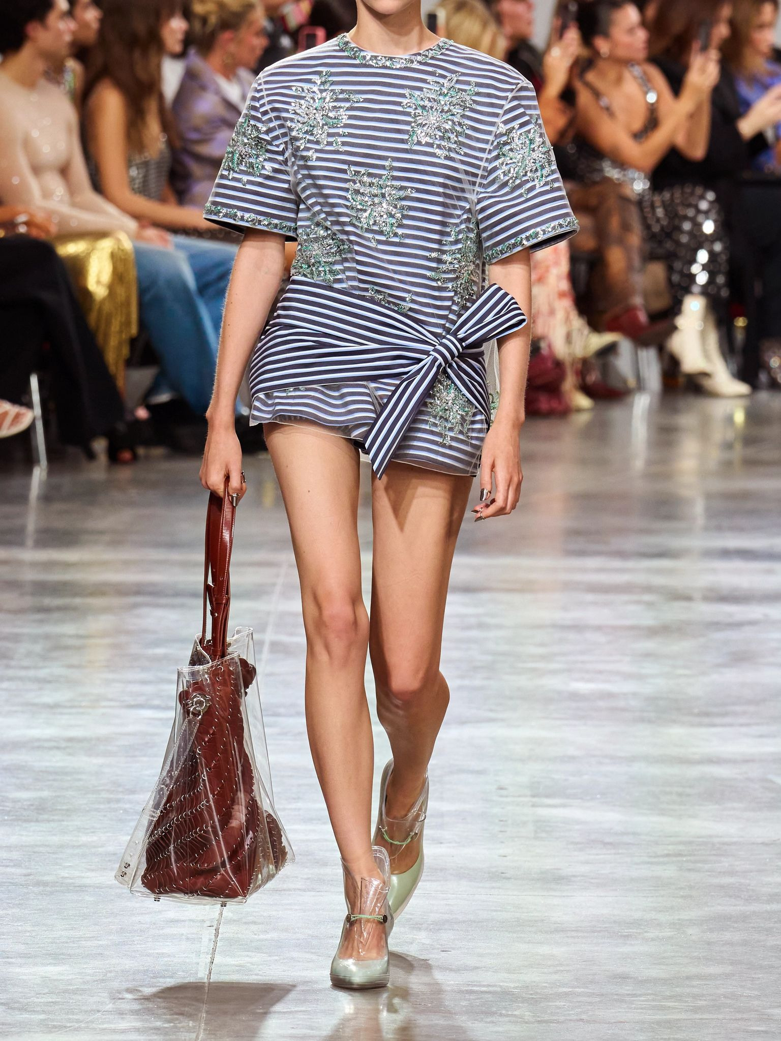 Striped cotton-poplin shorts Blue - 4