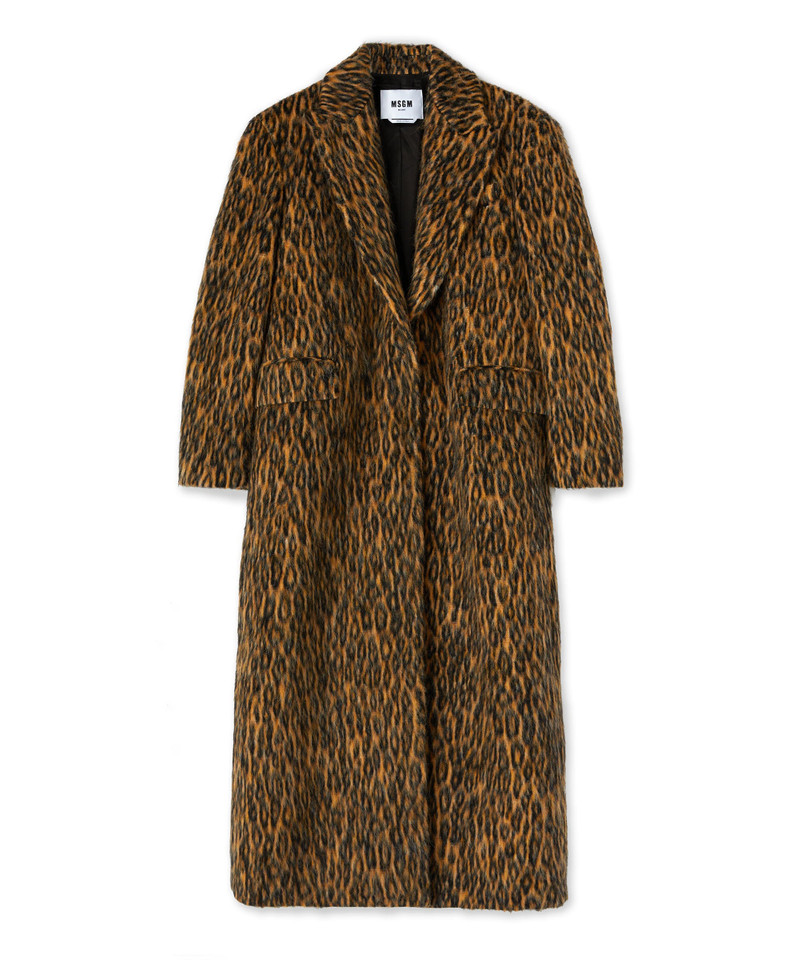 Wool coat with  "Cheetah Jacquard" motif 1