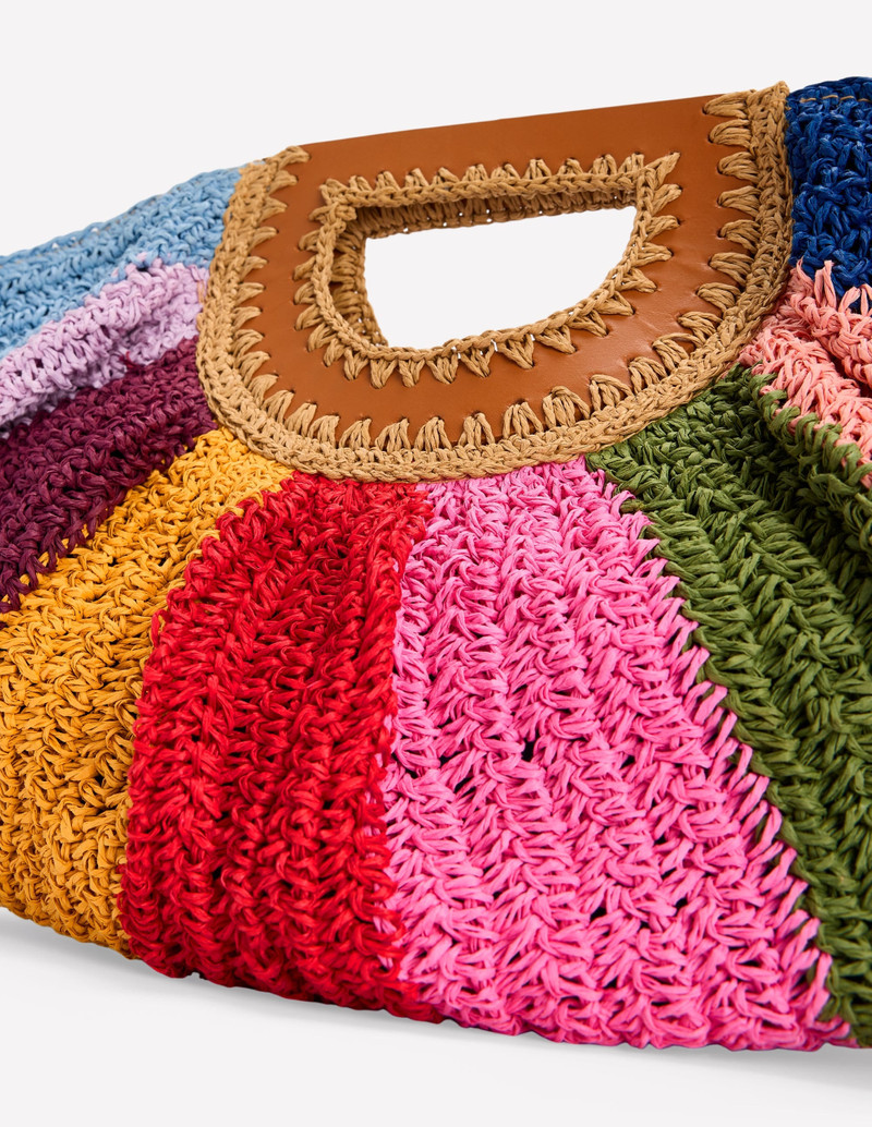 Raffia Moon Clutch-Multi Stripe 4