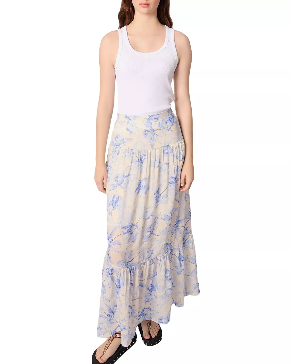 Floral Print Maxi Skirt - 7