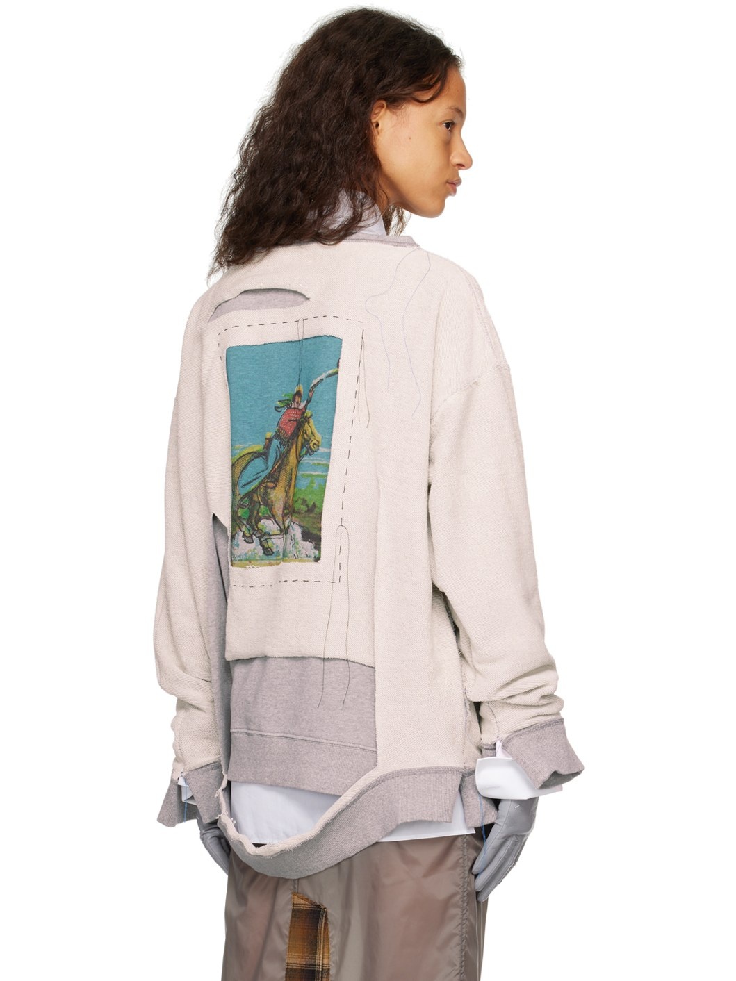 Gray & Off-White Layered Sweatshirt - 3