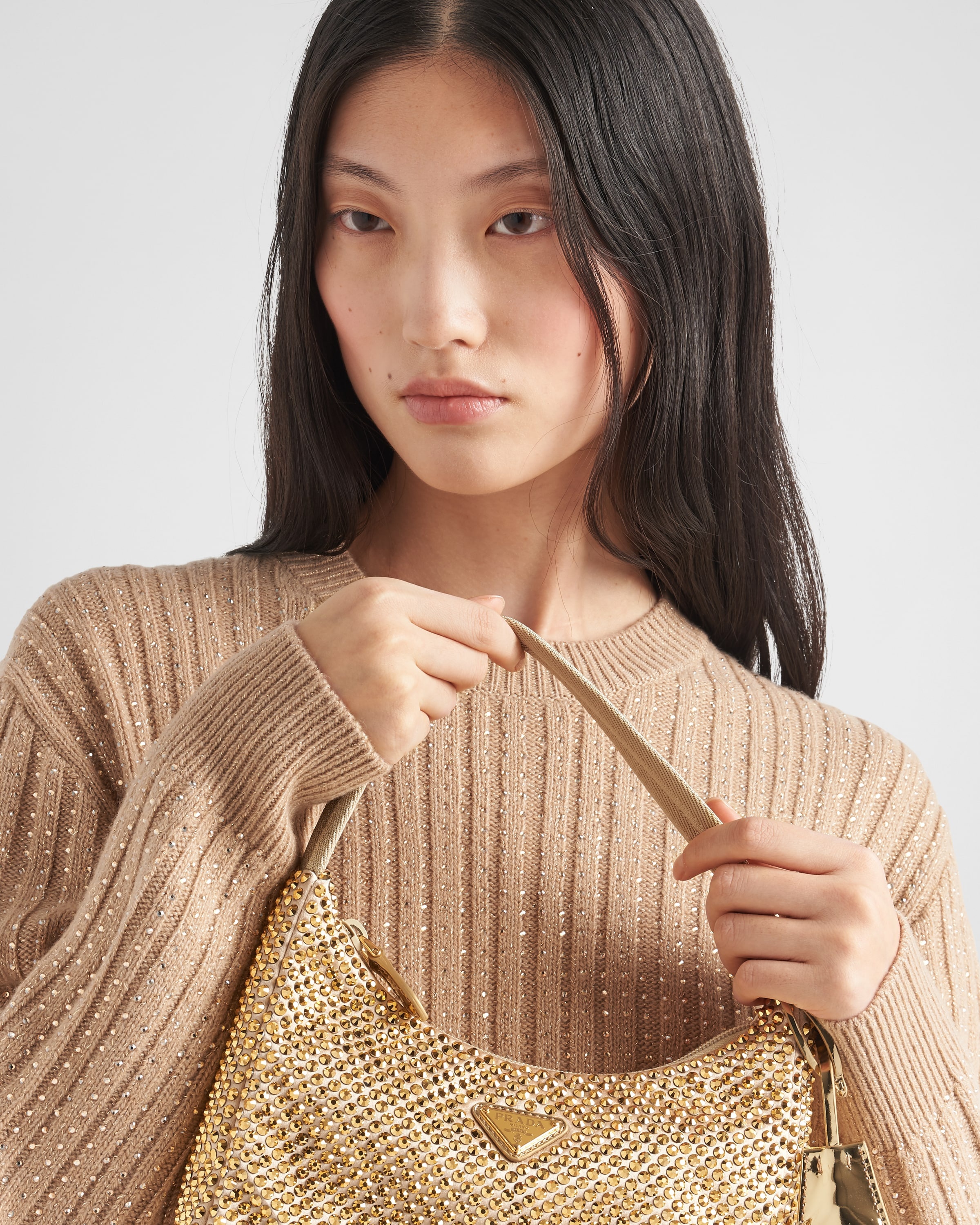 Wool and cashmere crew-neck sweater with rhinestones - 3