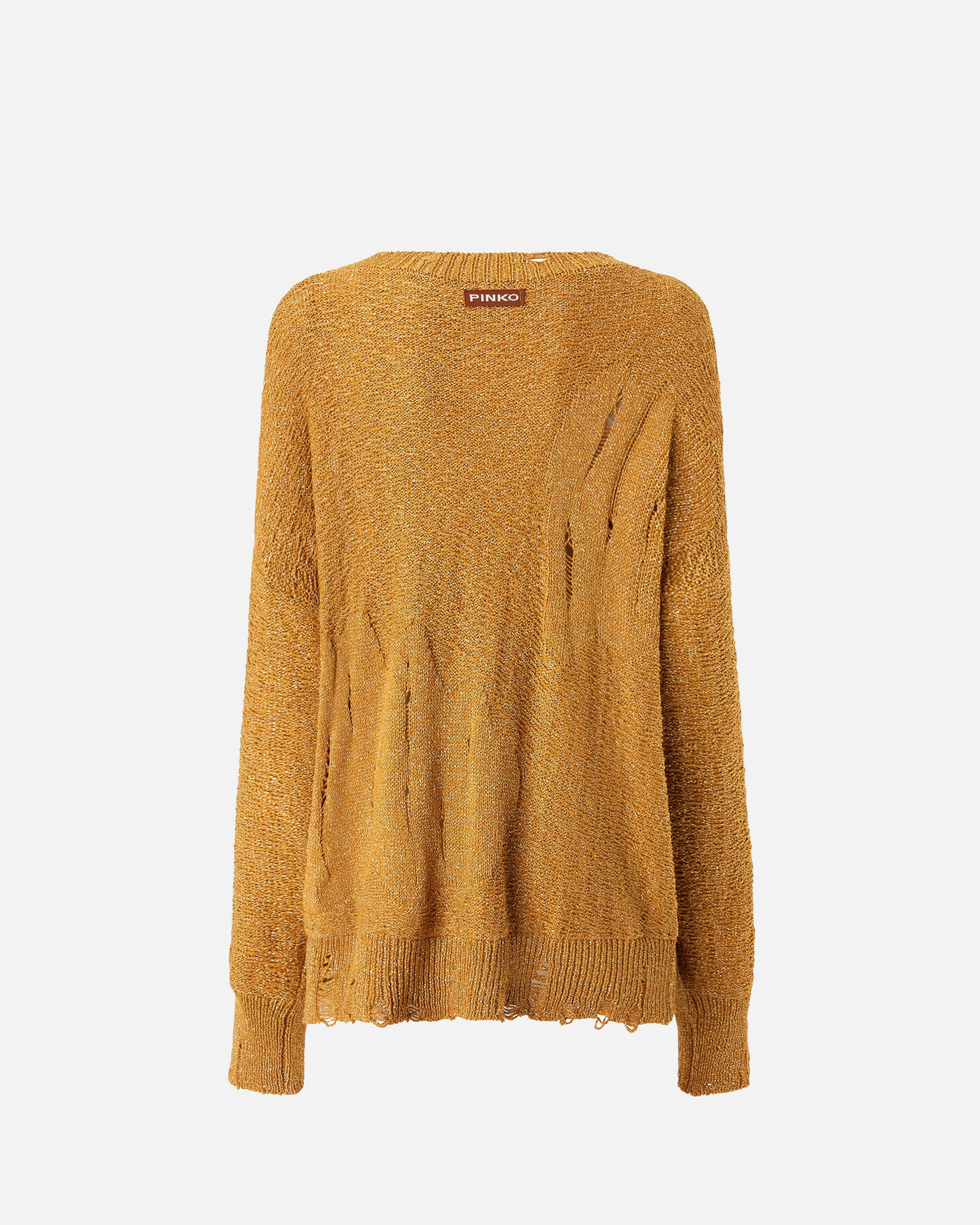 LONG METALLIC JACQUARD SWEATER WITH TEARS - 6