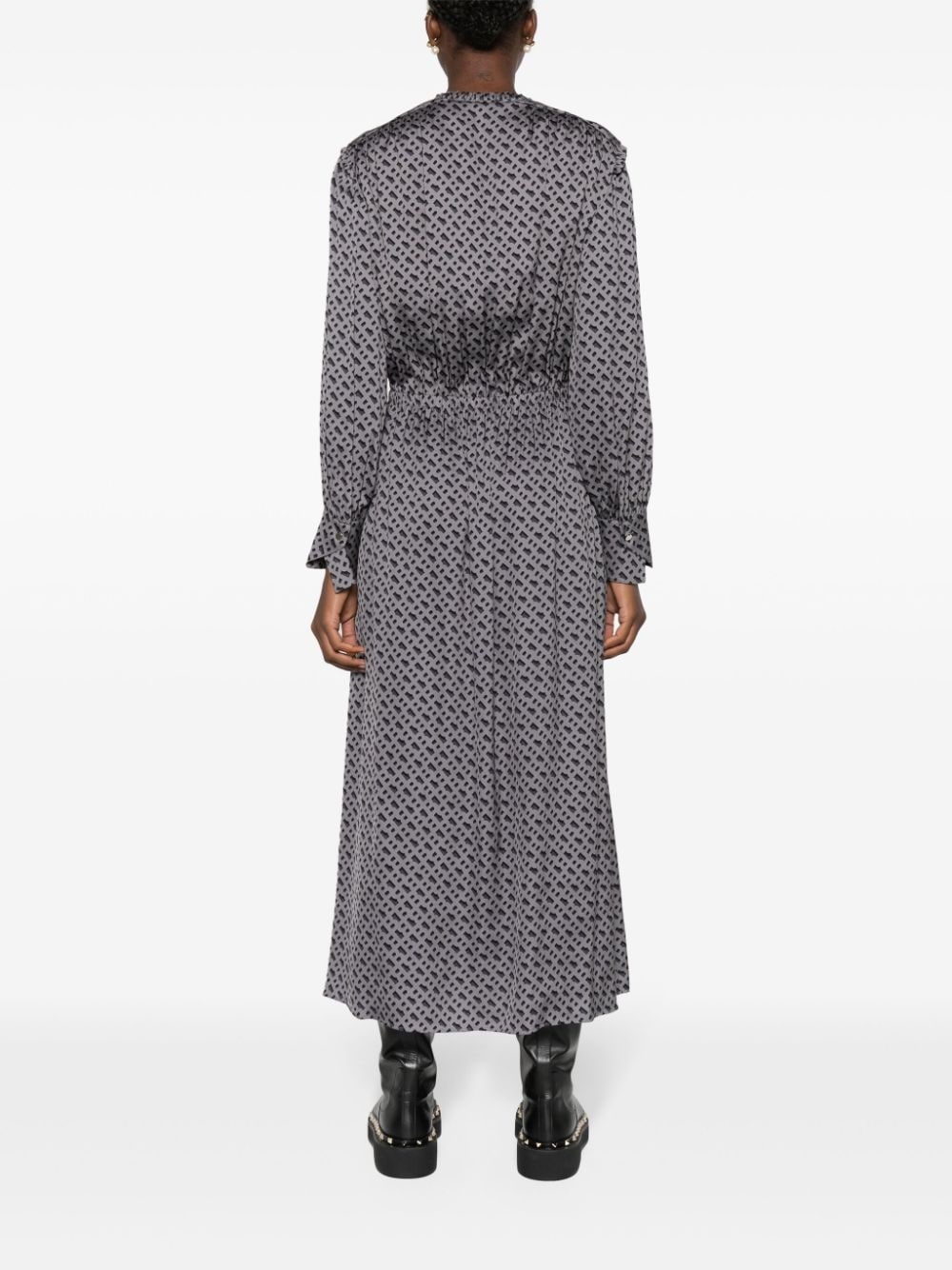 tonal monogram-print midi dress - 4