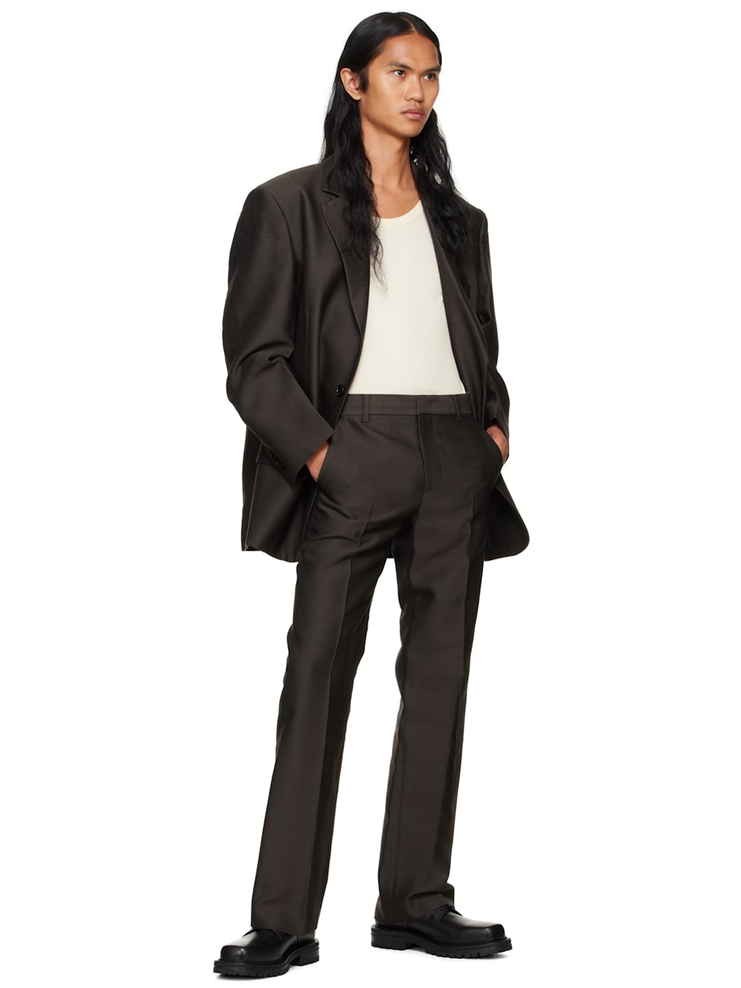 Brown Wool Single Set-Up Blazer - 4