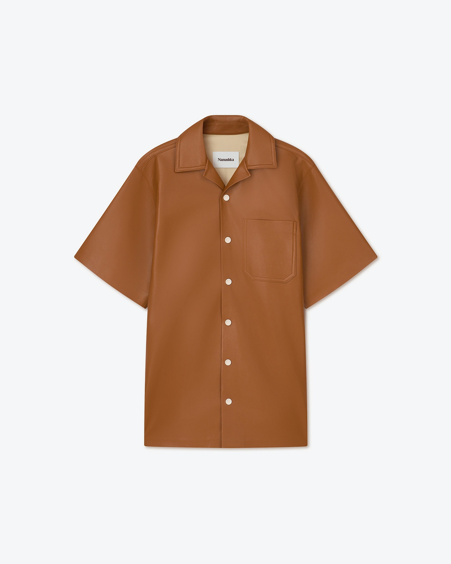 CARRICK - Regenerated leather shirt - Tan - 1
