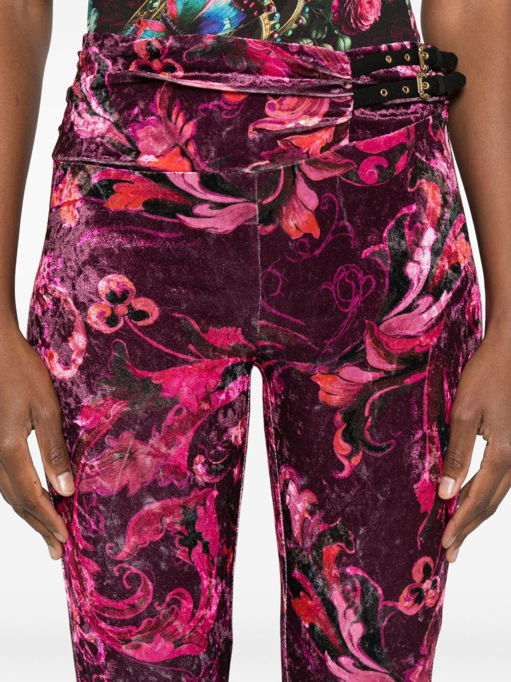floral-print velvet trousers - 5