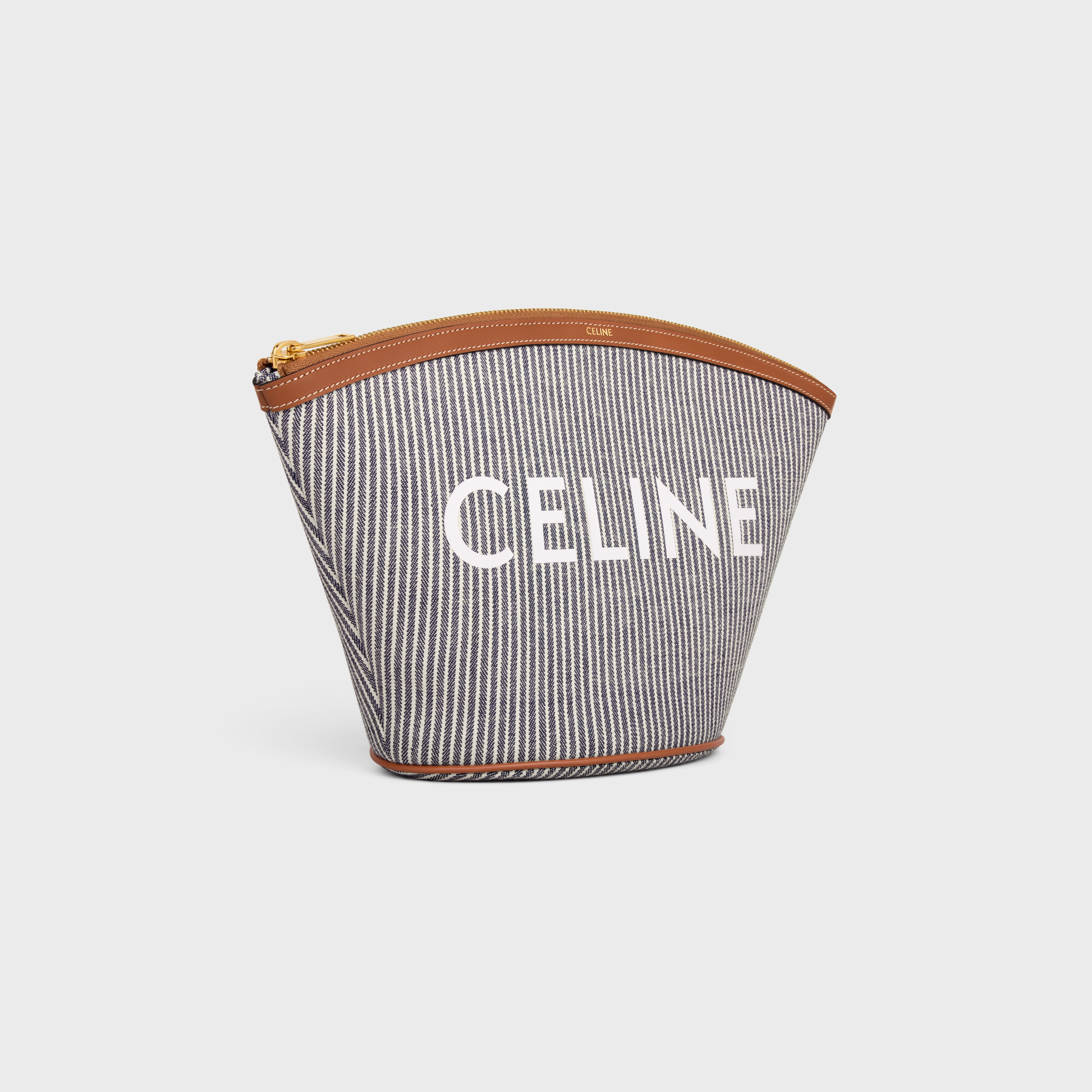POUCH COUFFIN in STRIPED TEXTILE AND CALFSKIN - 2