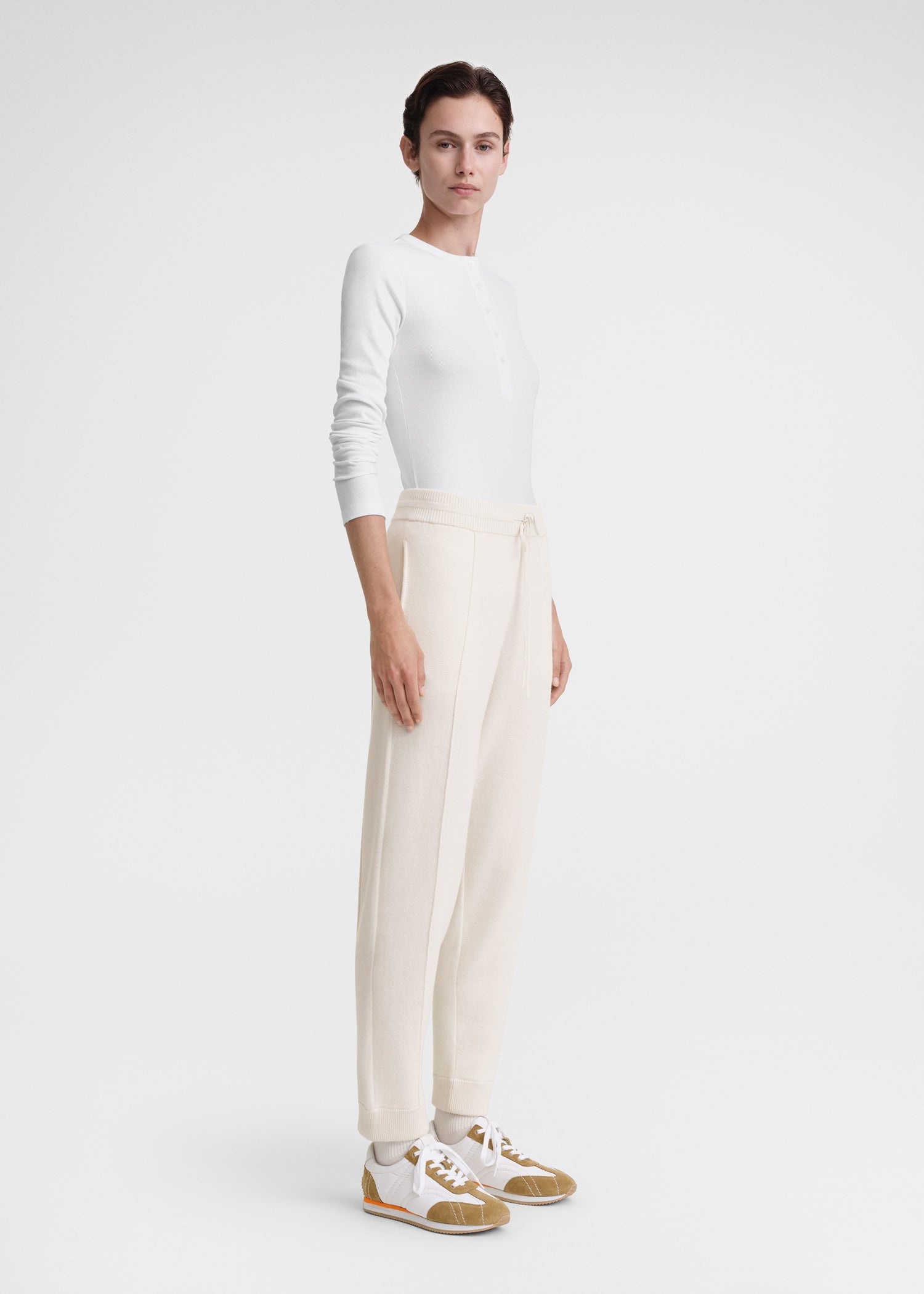 Cotton cashmere sweatpants macadamia - 3