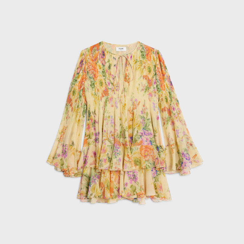 mini pleated dress IN silk georgette 1
