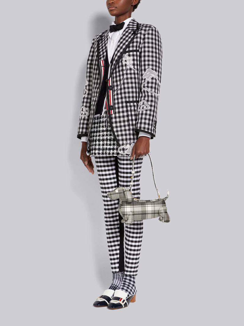 Black and White Madras Print Caviar Leather Hector Baguette Shoulder Bag 6