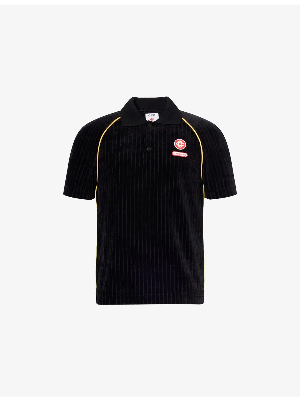 Rubber-Logo Textured Velour Polo Shirt - 1