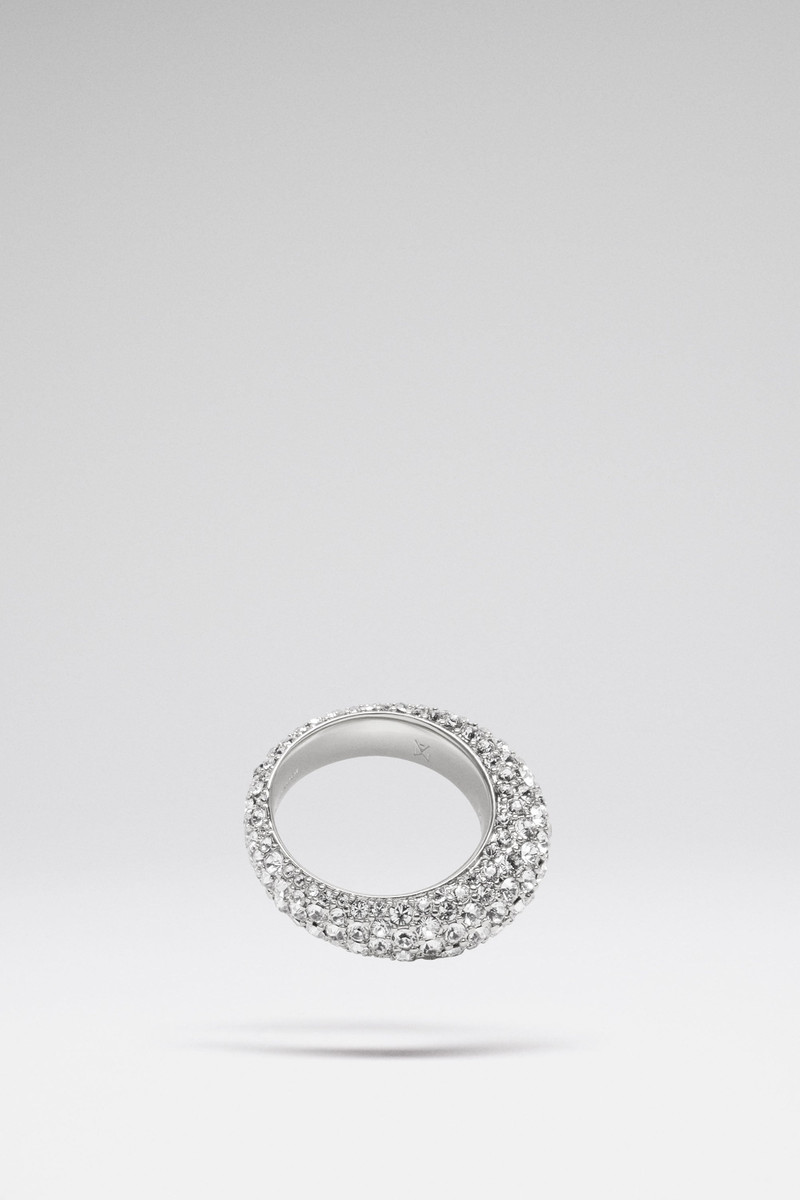 Amina Muaddi CAMERON RING WHITE CRYSTALS WITH SILVER BASE outlook