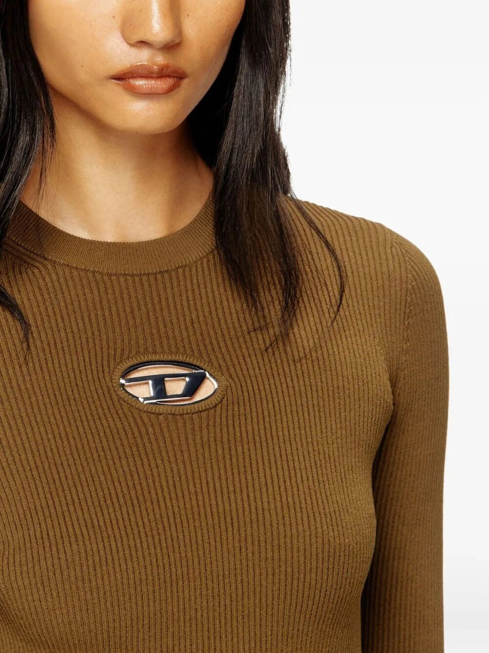 Diesel Women `M-Valari` Rib-Knit Viscose-Blend Top With `Oval D` - 3