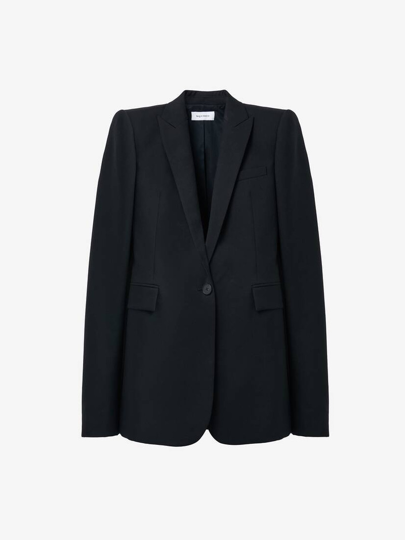Stacked Shoulder Single-breasted Jacket - 1