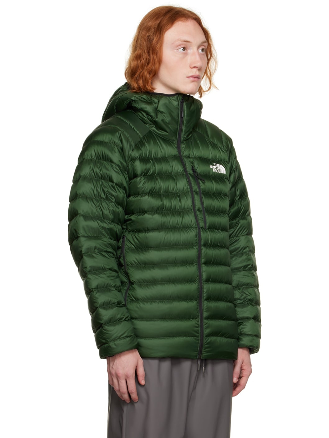 Green Denali distortion-print shell and fleece jacket