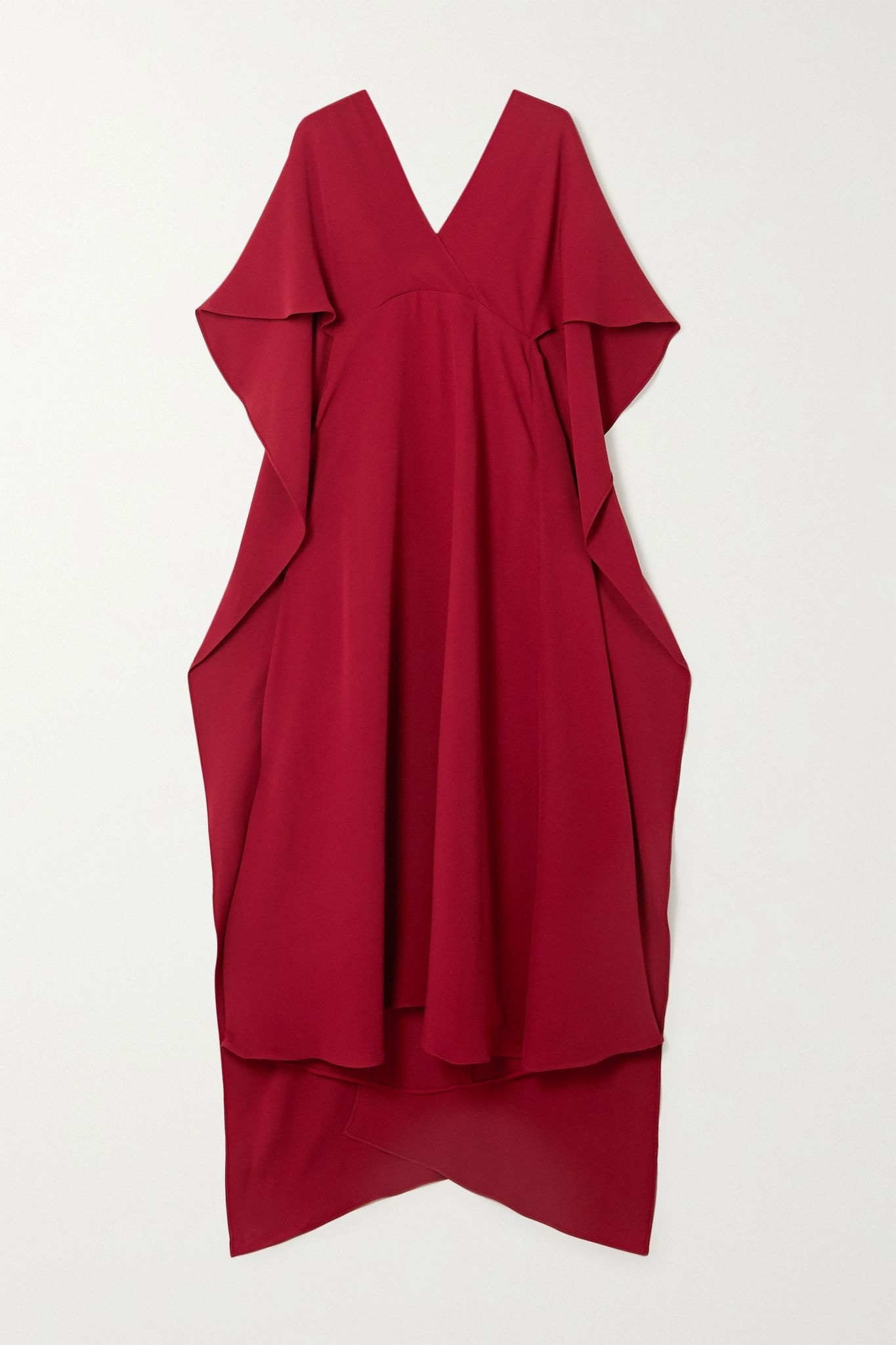 Cape-effect lace-trimmed silk crepe de chine dress - 1