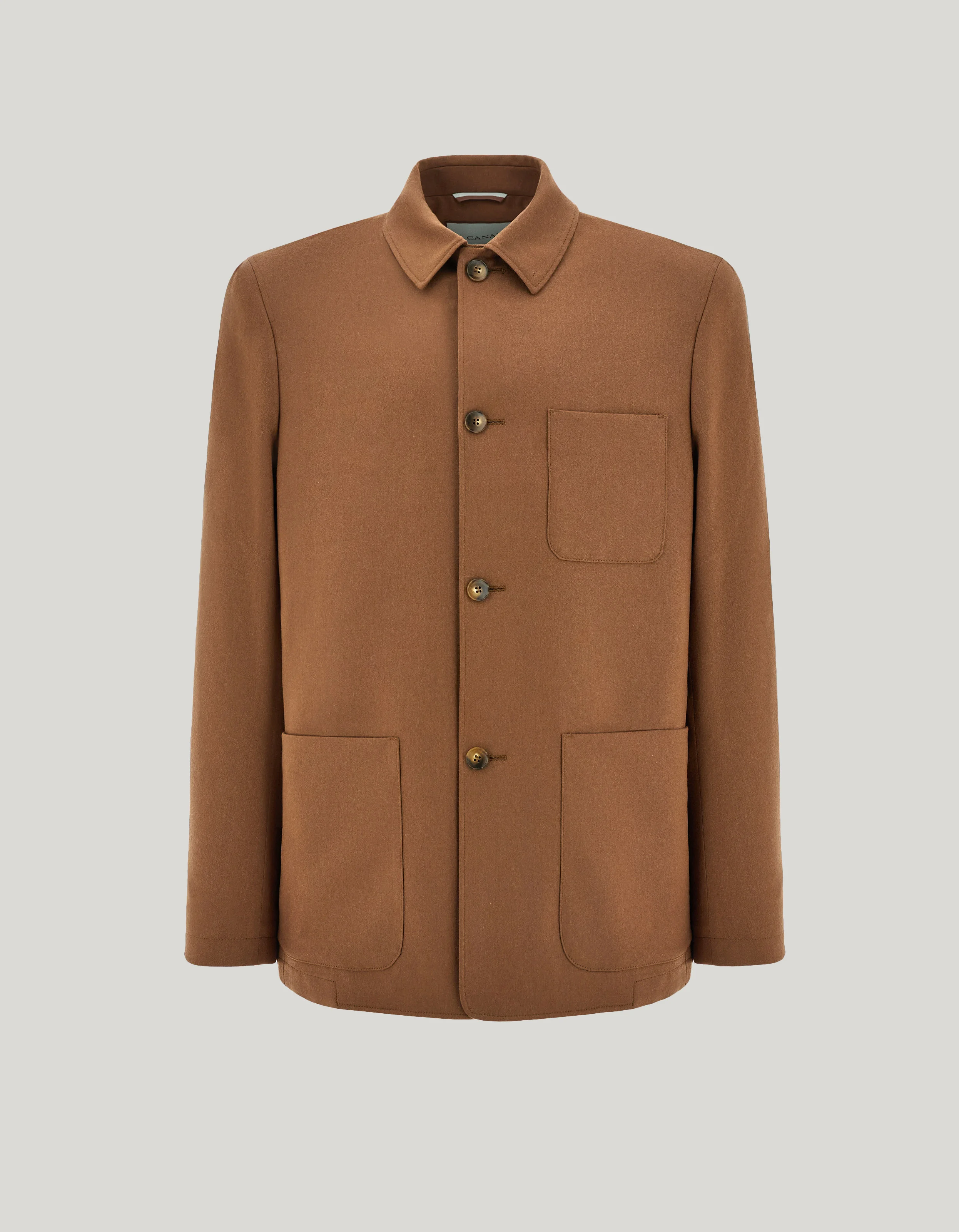 SAND-COLORED WOOL FLANNEL RELAXED-FIT SHIRT JACKET - 1