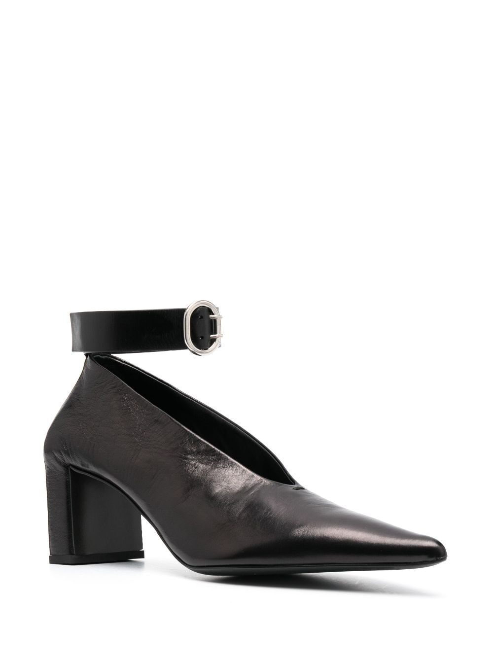 pointed-toe 60mm buckled leather pumps - 2