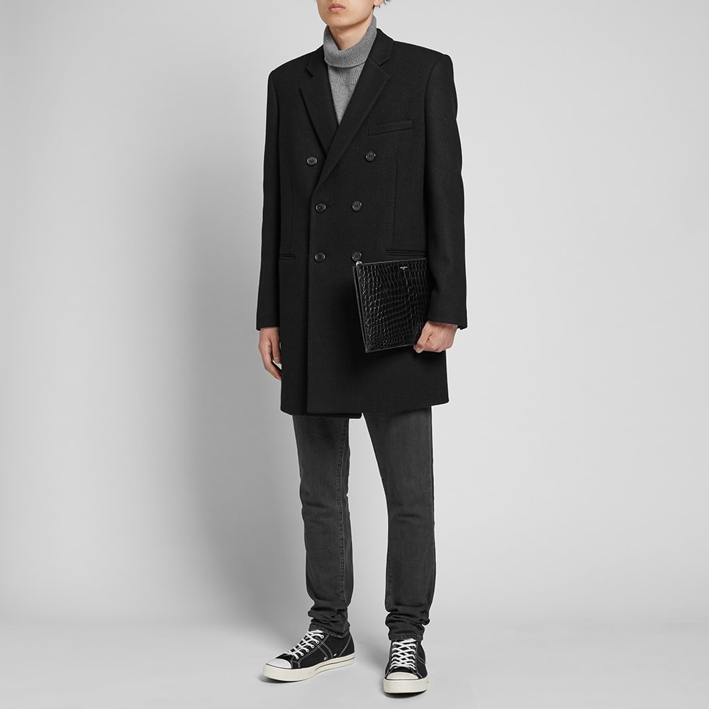 Saint Laurent Double Breasted Wool Coat - 6