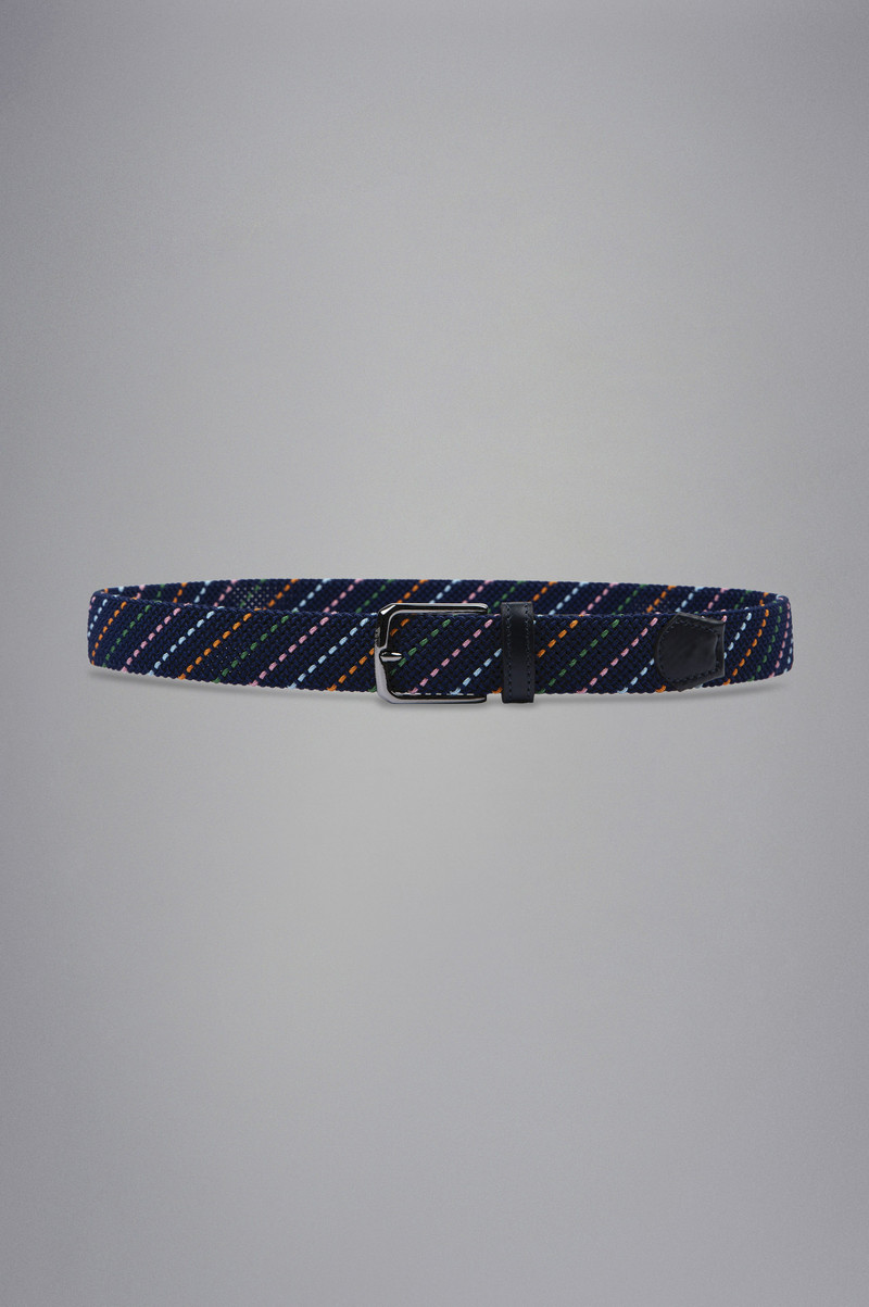 LEATHER TRIMMED WOVEN ELASTIC BELT 1