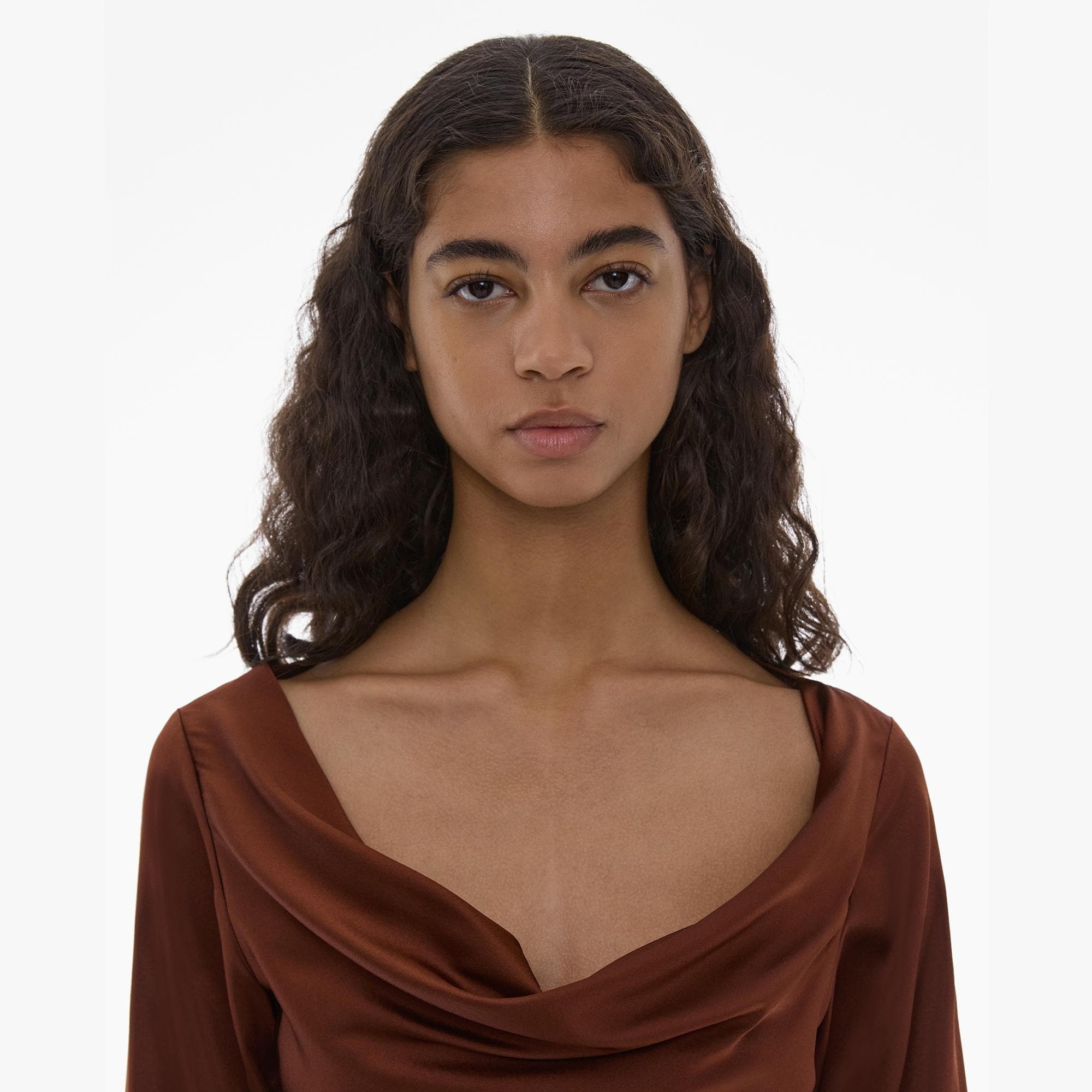 STRETCH SILK COWL NECK BLOUSE - 7