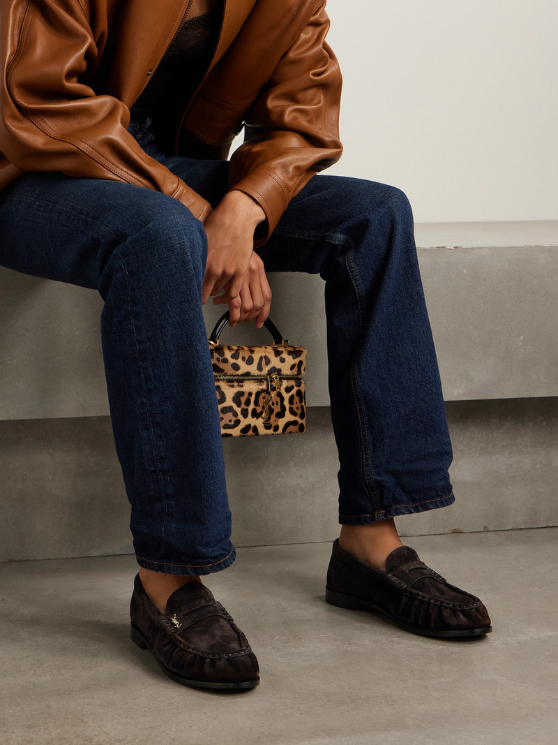 SAINT LAURENT Le Loafer Embellished Suede Loafers outlook