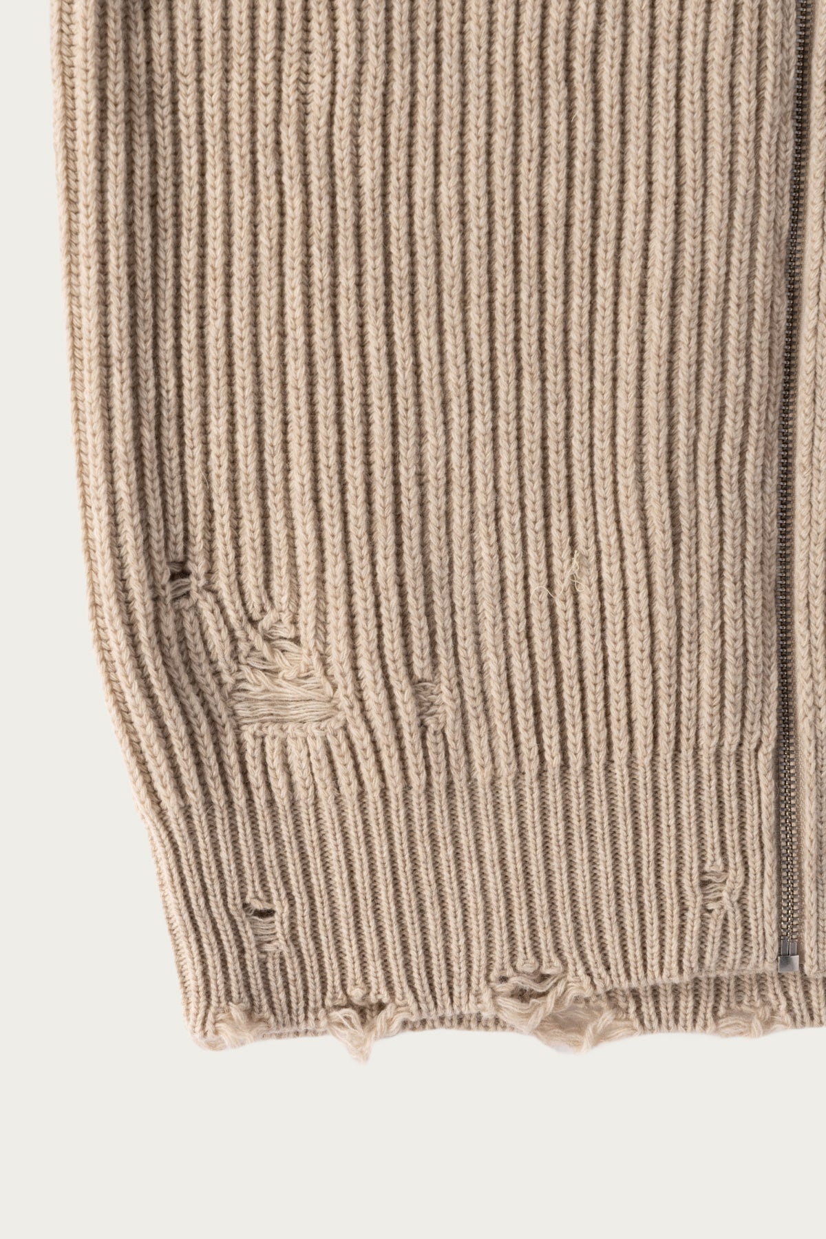Distressed Zip Sweater - Grey - 3