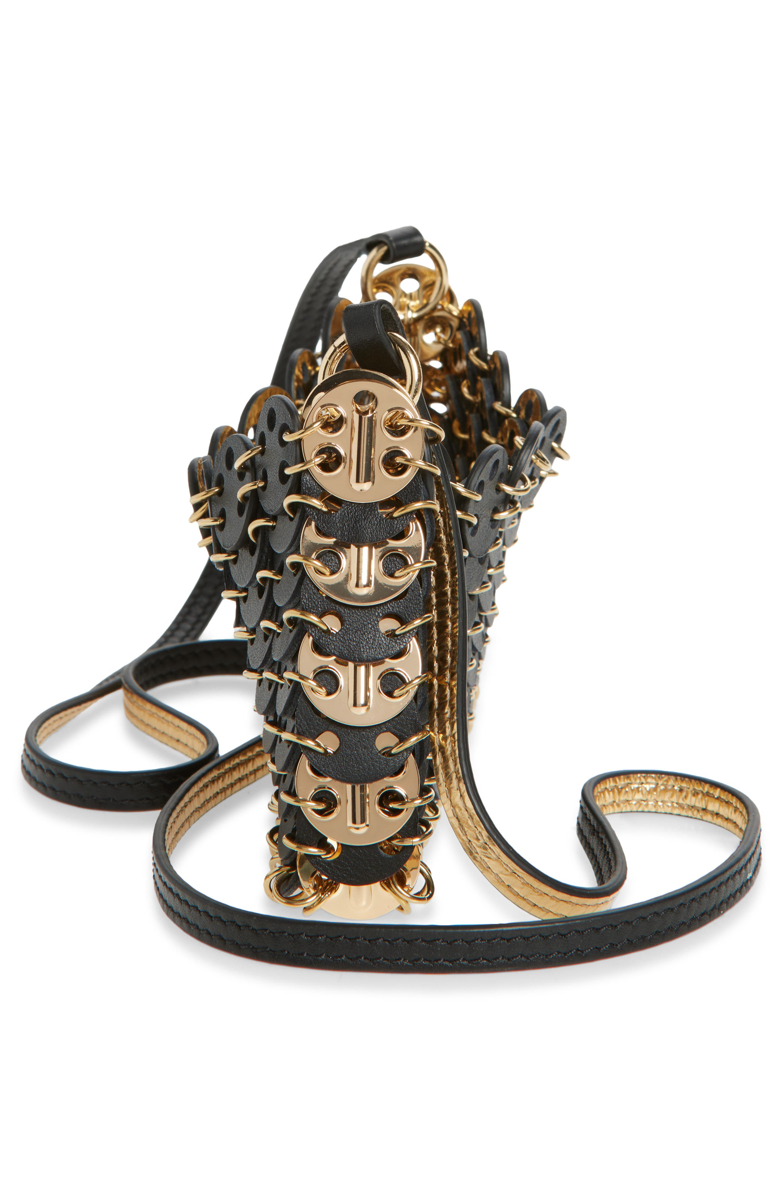 Rabanne Small 1969 Iconic Leather Shoulder Bag in Black /Gold at Nordstrom - 5