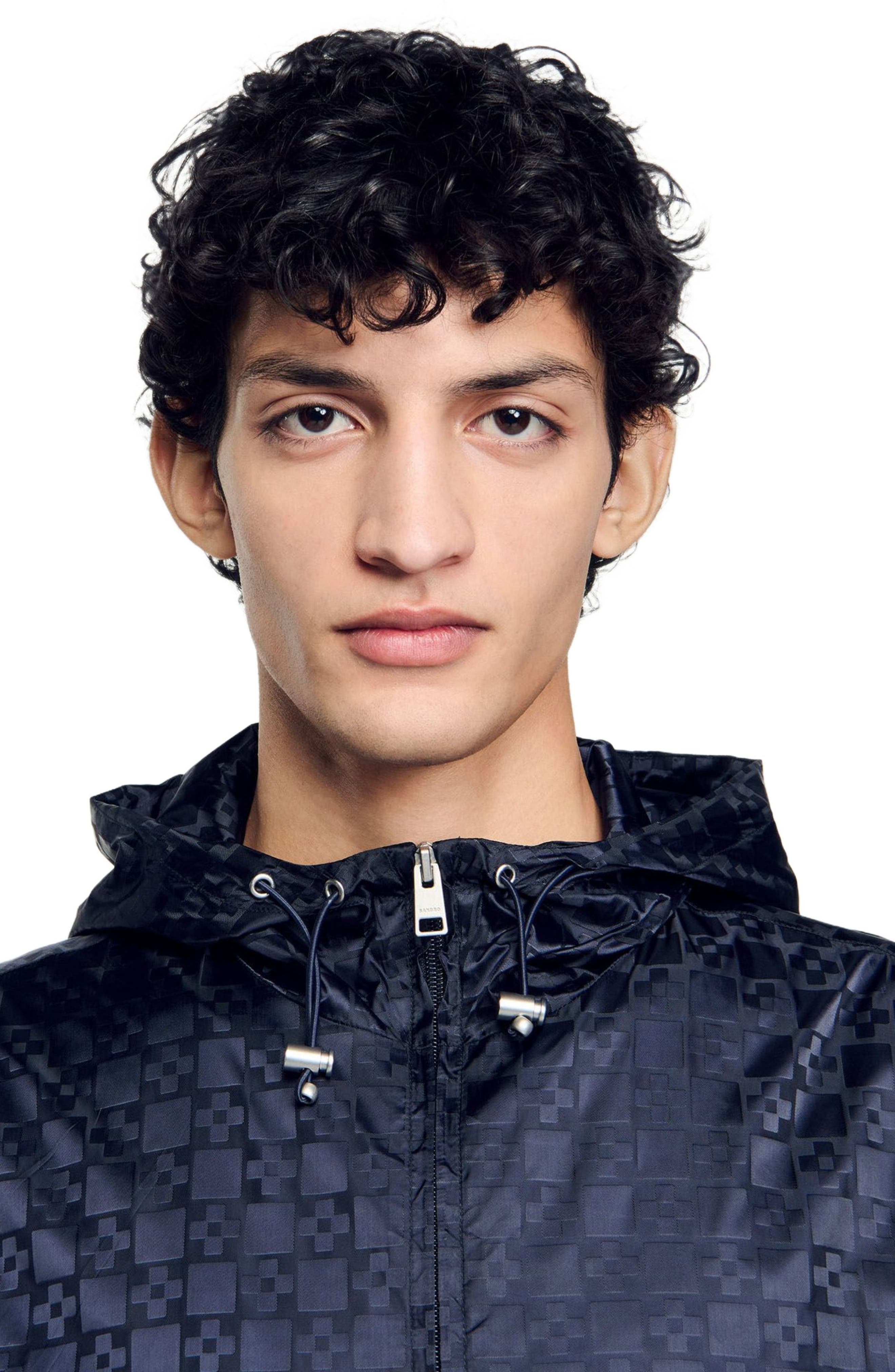 SANDRO Square Cross nylon jacket in Midnight Blue at Nordstrom - 4