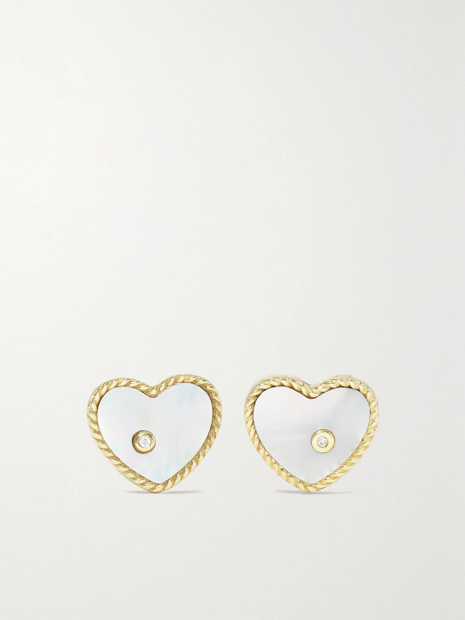 9-karat gold, mother-of-pearl and diamond earrings White - 1