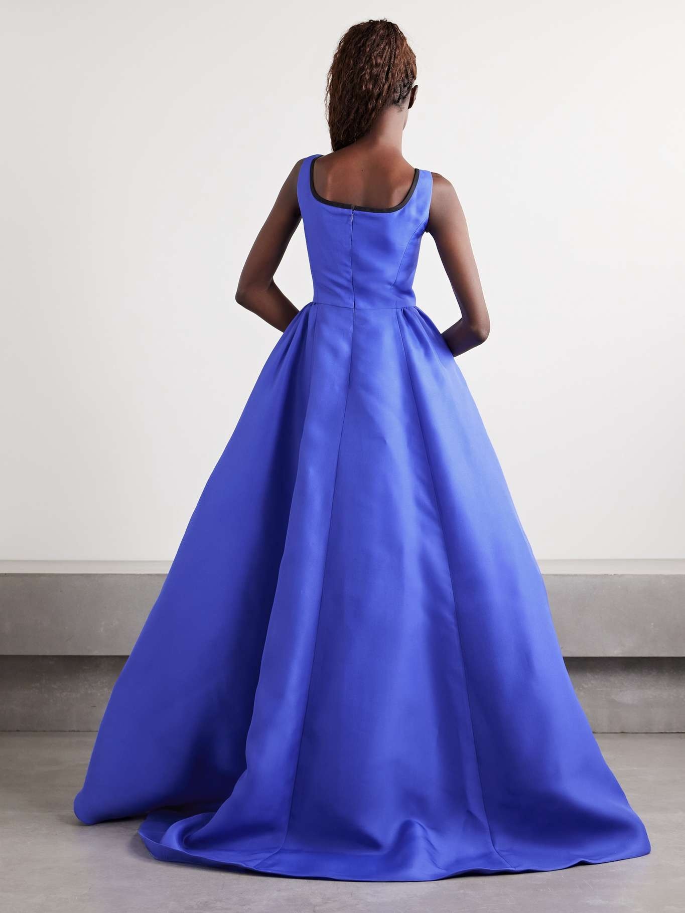 Pleated silk-gazar gown Bright blue - 3