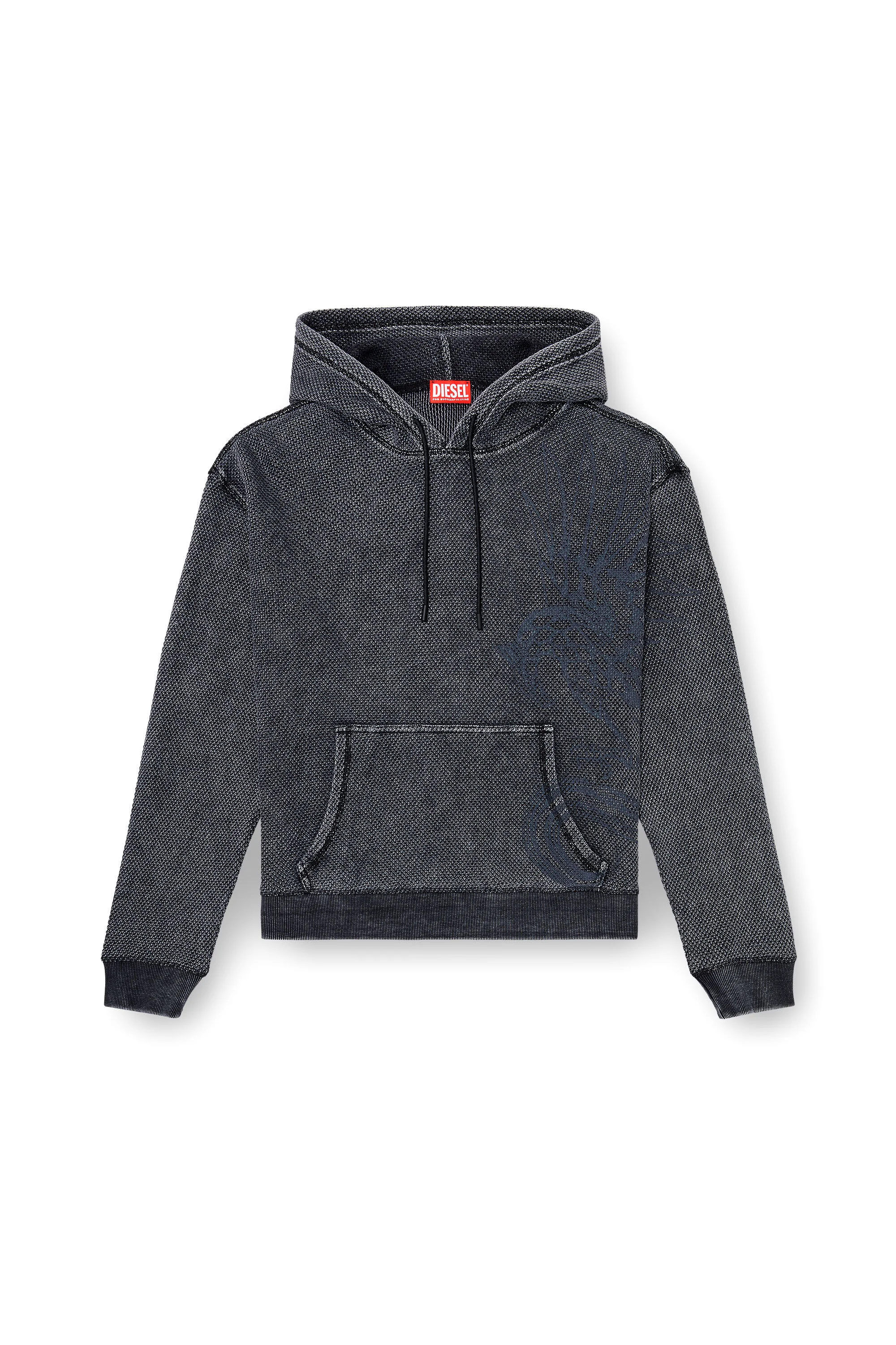 HOODIE IN TEXTURED COTTON MESH - 1