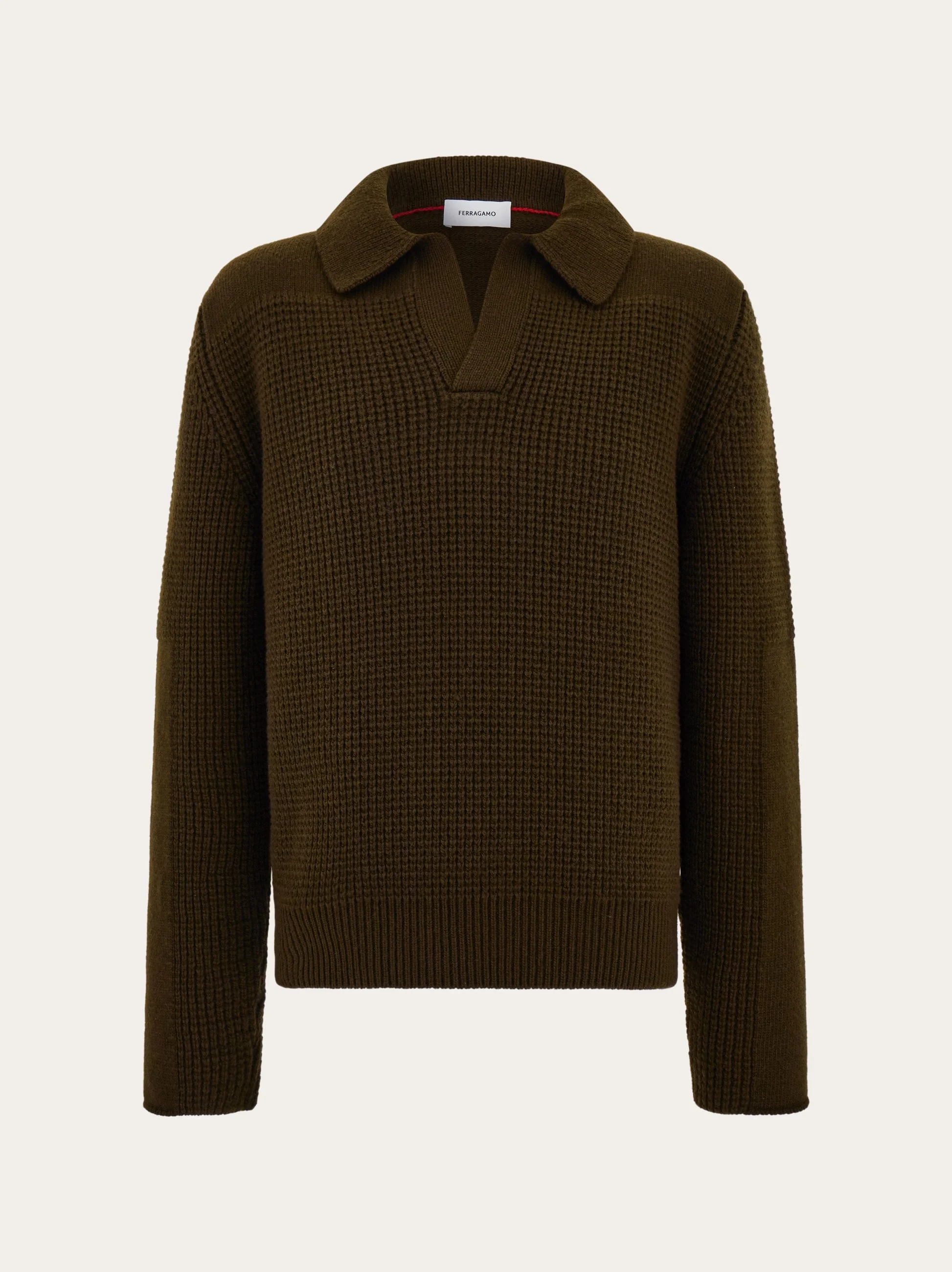 Knitted sweater with polo collar - 1