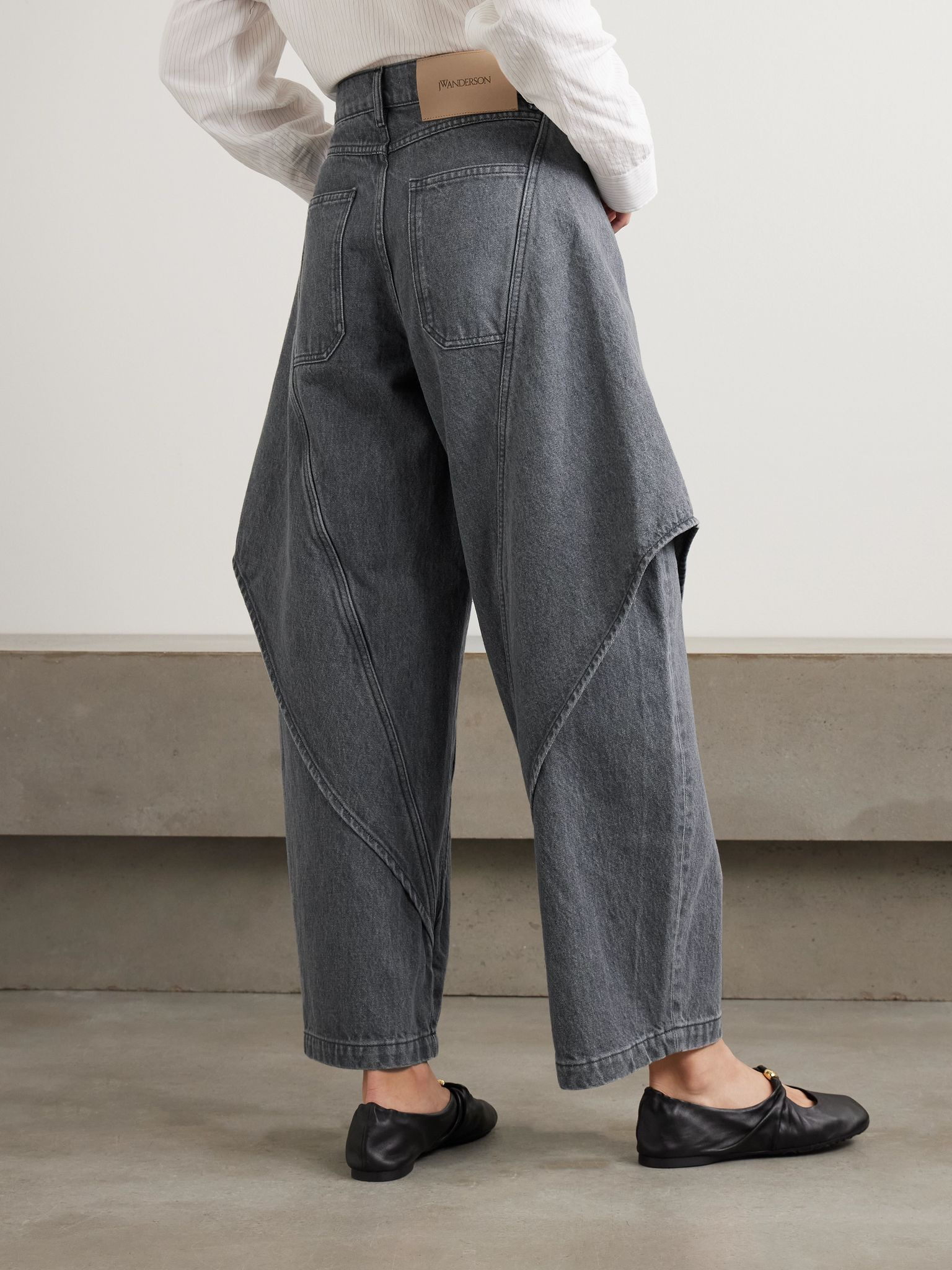 Paneled high-rise barrel-leg jeans Gray - 4