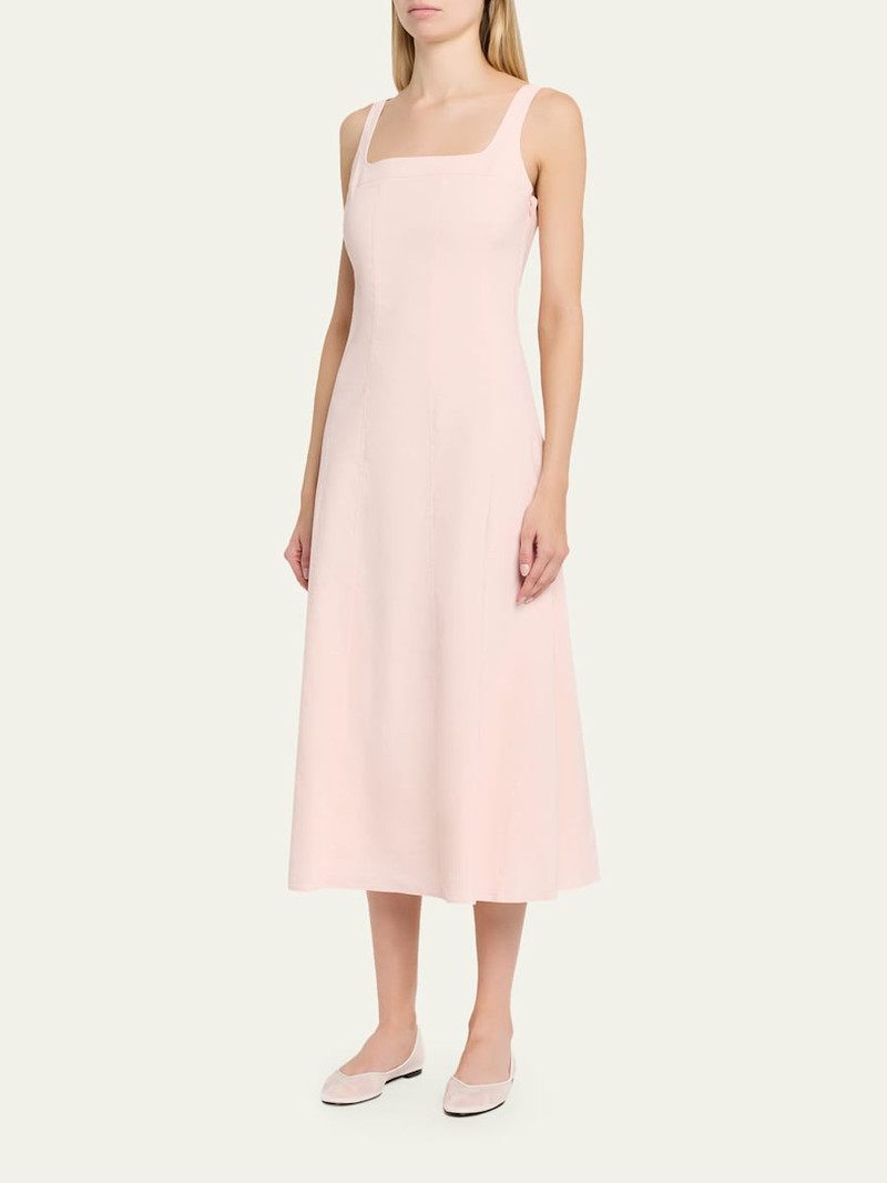 Sleeveless Square-Neck Seamed Midi Dress 4