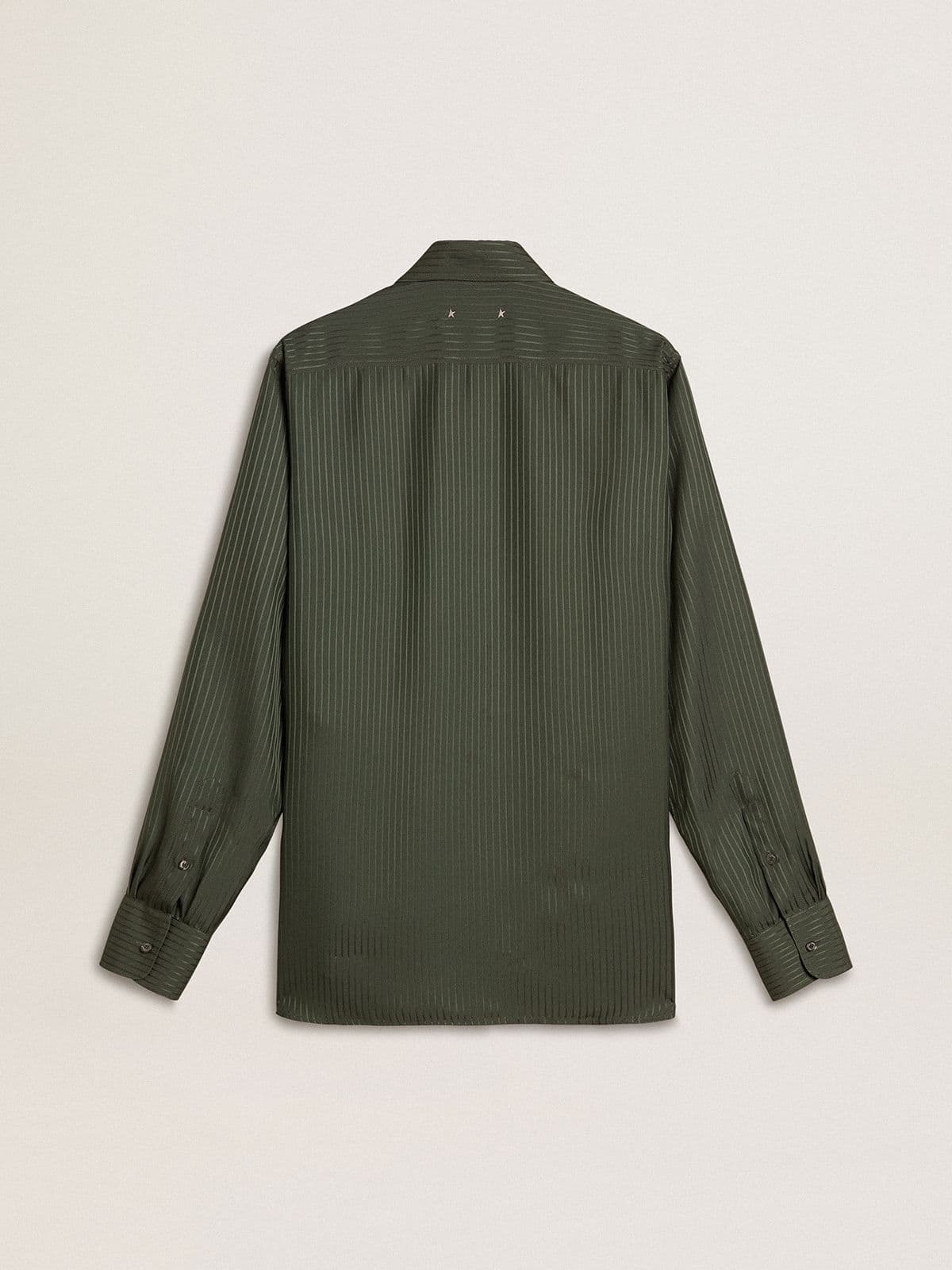 Men's dark green shirt with vertical stripes - 6