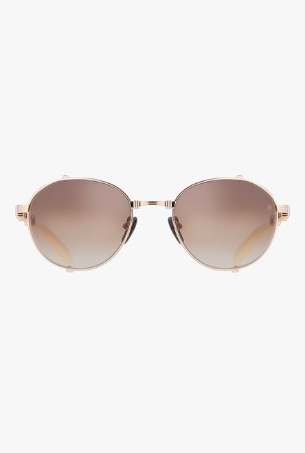 White and gold-tone titanium Brigade-I sunglasses - 1