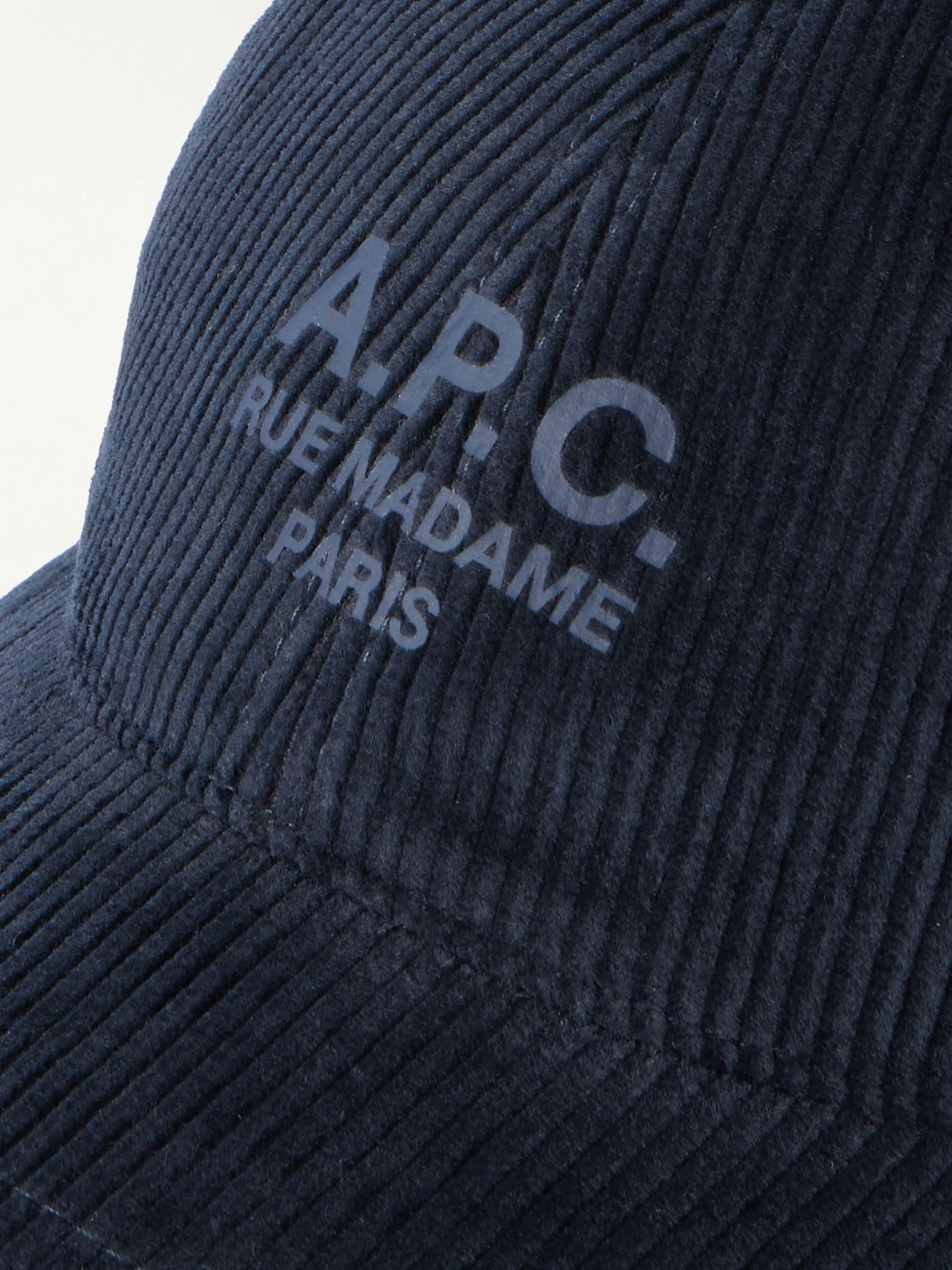 Charlie Rue Madame Logo-Print Cotton-Corduroy Baseball Cap Navy - 4