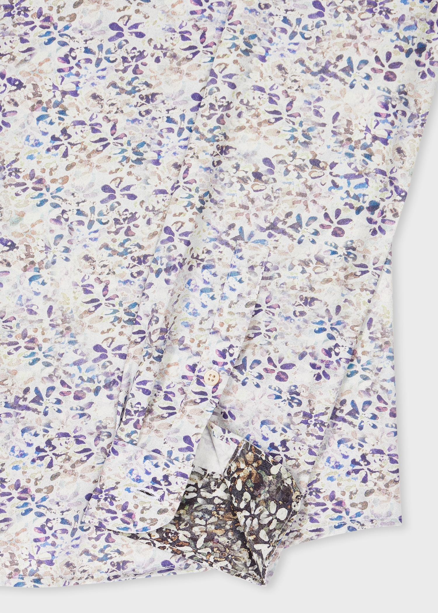 Tailored-Fit White And Blue 'Textured Floral' Print Shirt - 2