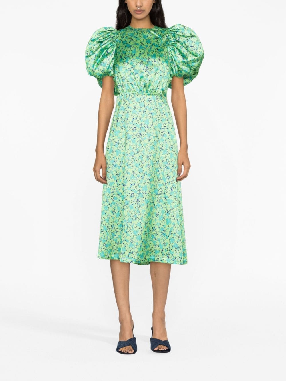 floral-print satin midi-dress - 4