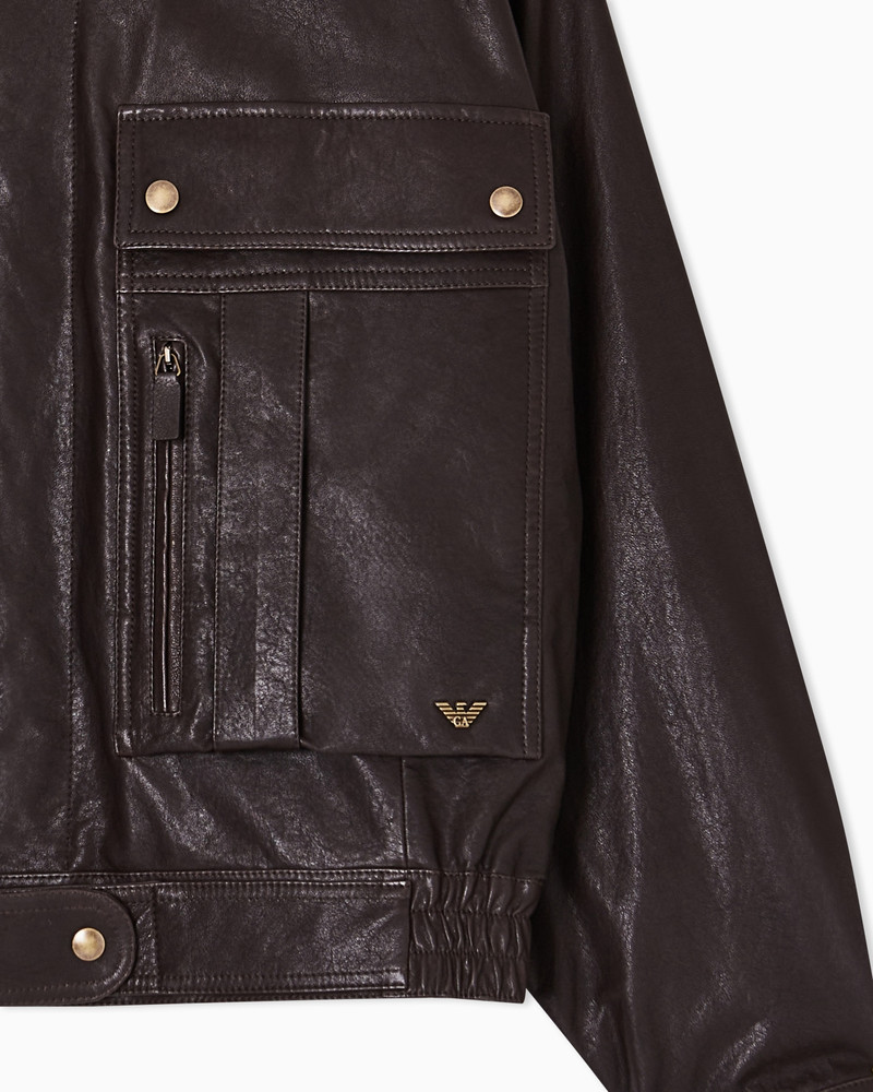 EMPORIO ARMANI WASHED, VEGETABLE-TANNED NAPPA BLOUSON outlook