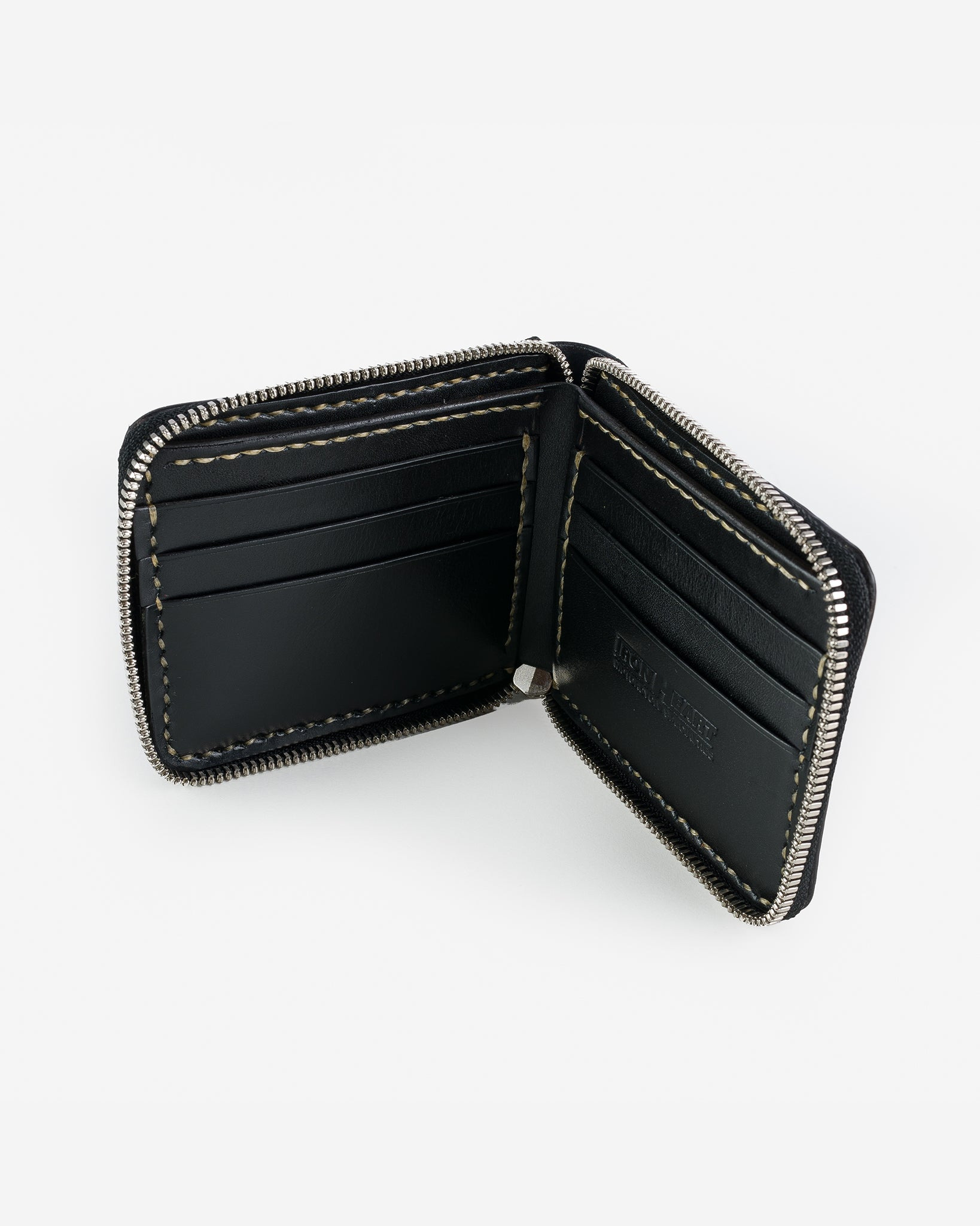IHG-090-BLK Zip-Secured Shell Cordovan Wallet - Black - 5
