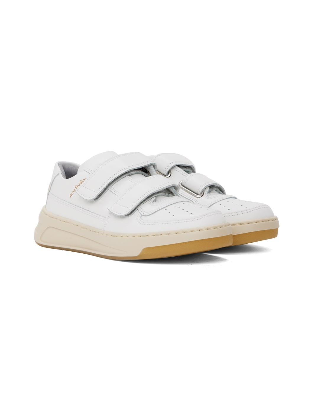 White Velcro Strap Sneakers - 4