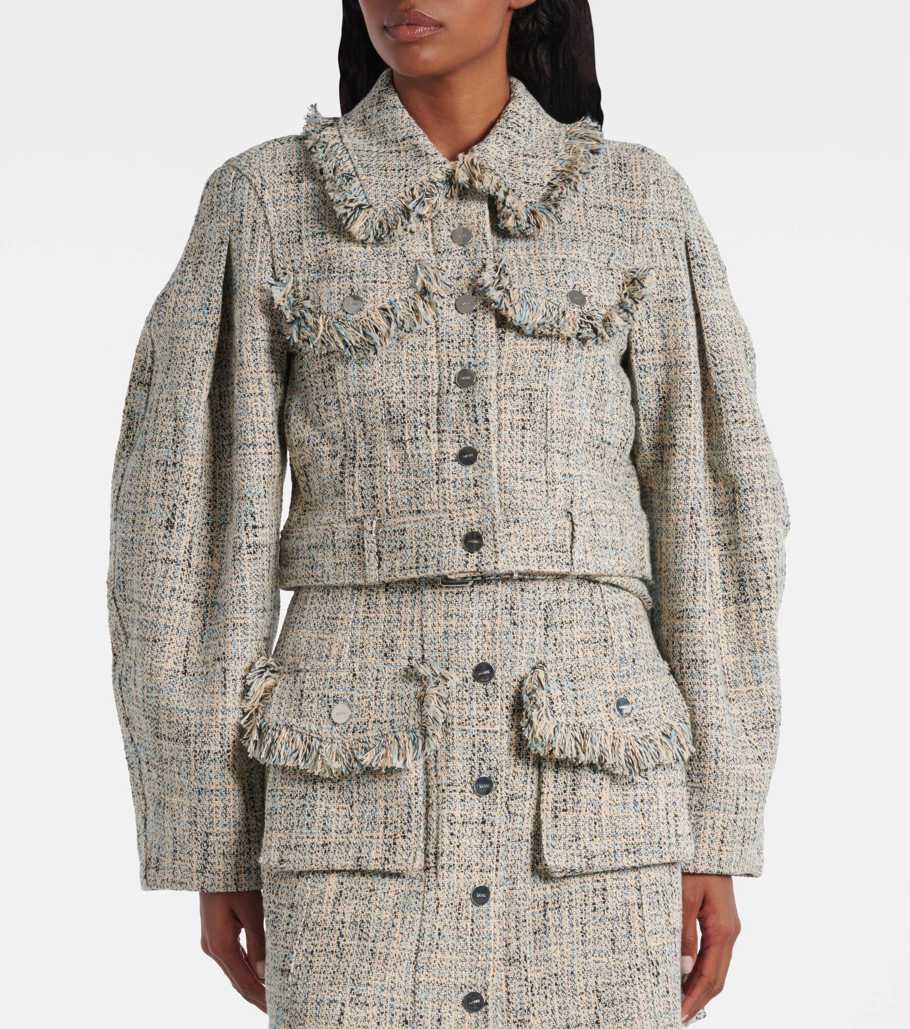 Cropped cotton tweed jacket - 6