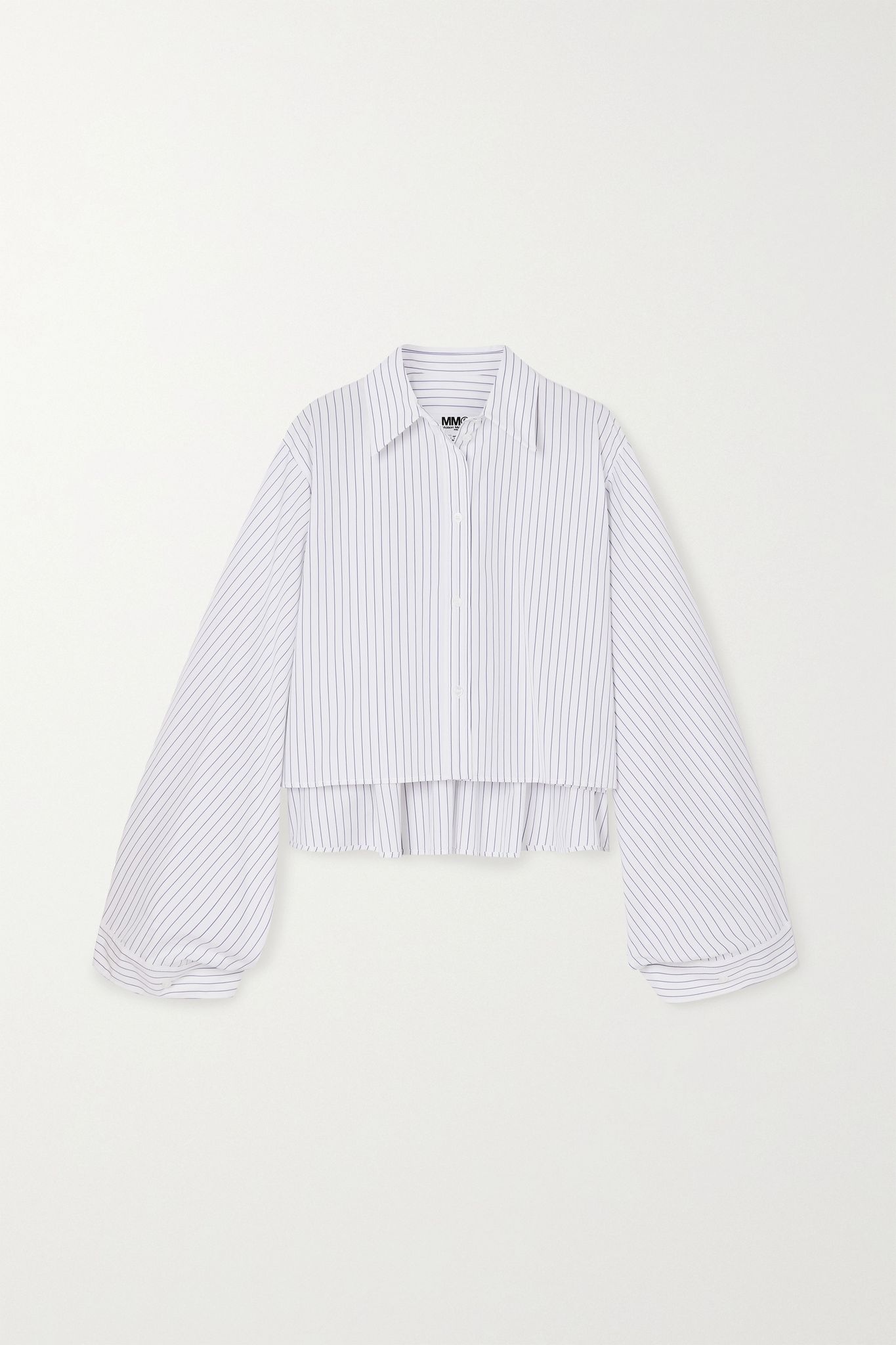 Cropped pinstriped cotton-poplin shirt - 1