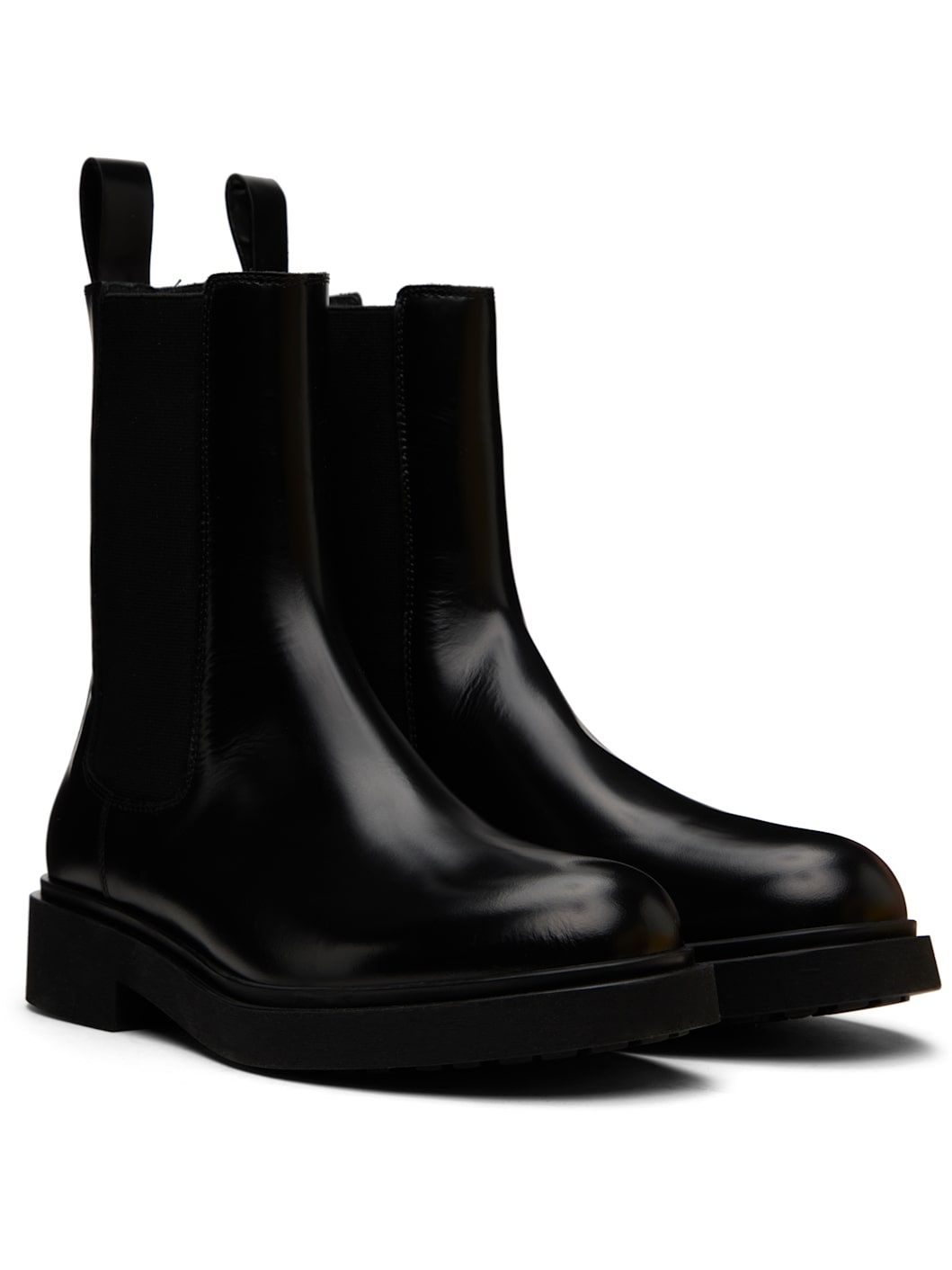 Black Boxed Leather Chelsea Boots - 4